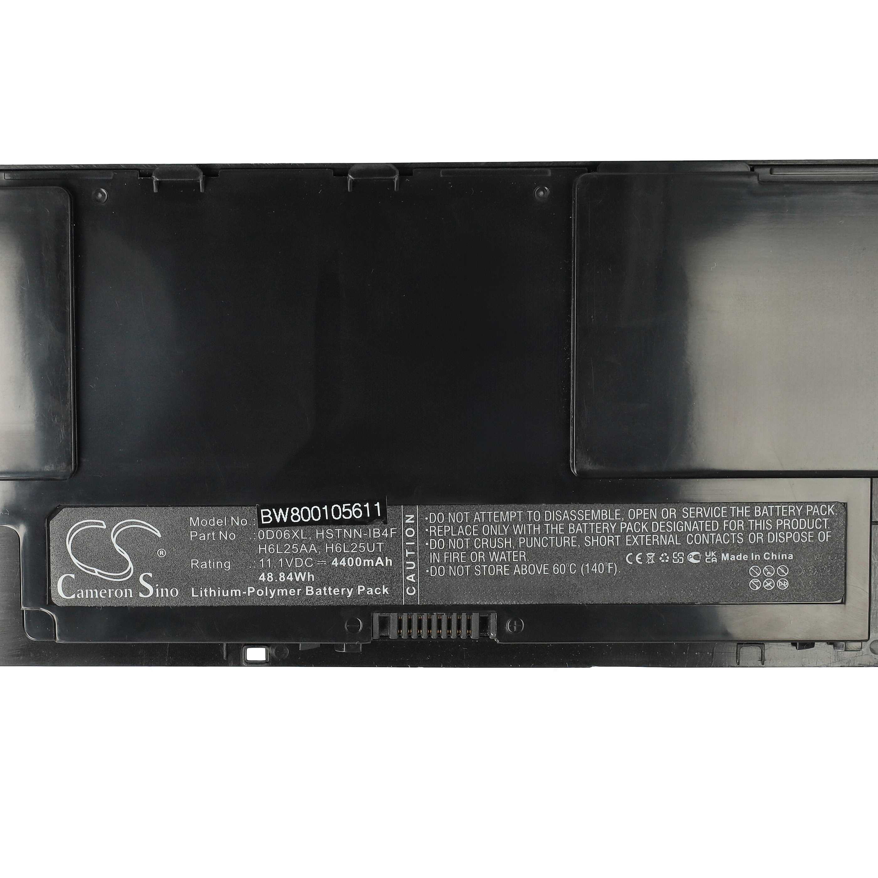 Batterie remplace HP 0DO6XL, 698750-171, 0D06XL pour ordinateur portable - 4400mAh 11,1V Li-polymère, noir