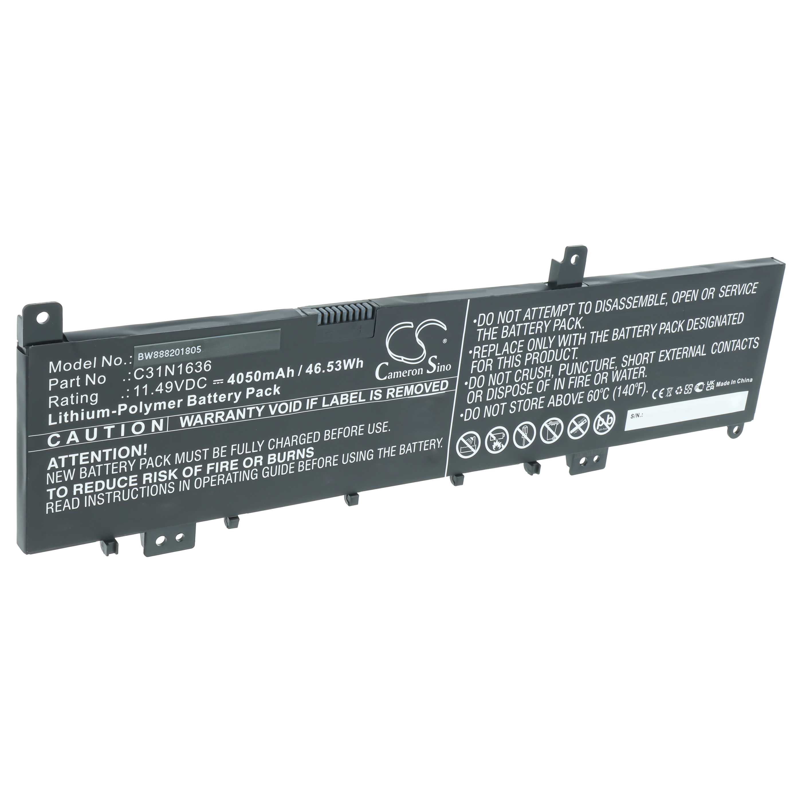 Notebook-Akku als Ersatz für Asus 0B200-02580100, 0B200-02580000 für Asus - 4050mAh 11,49V Li-Polymer