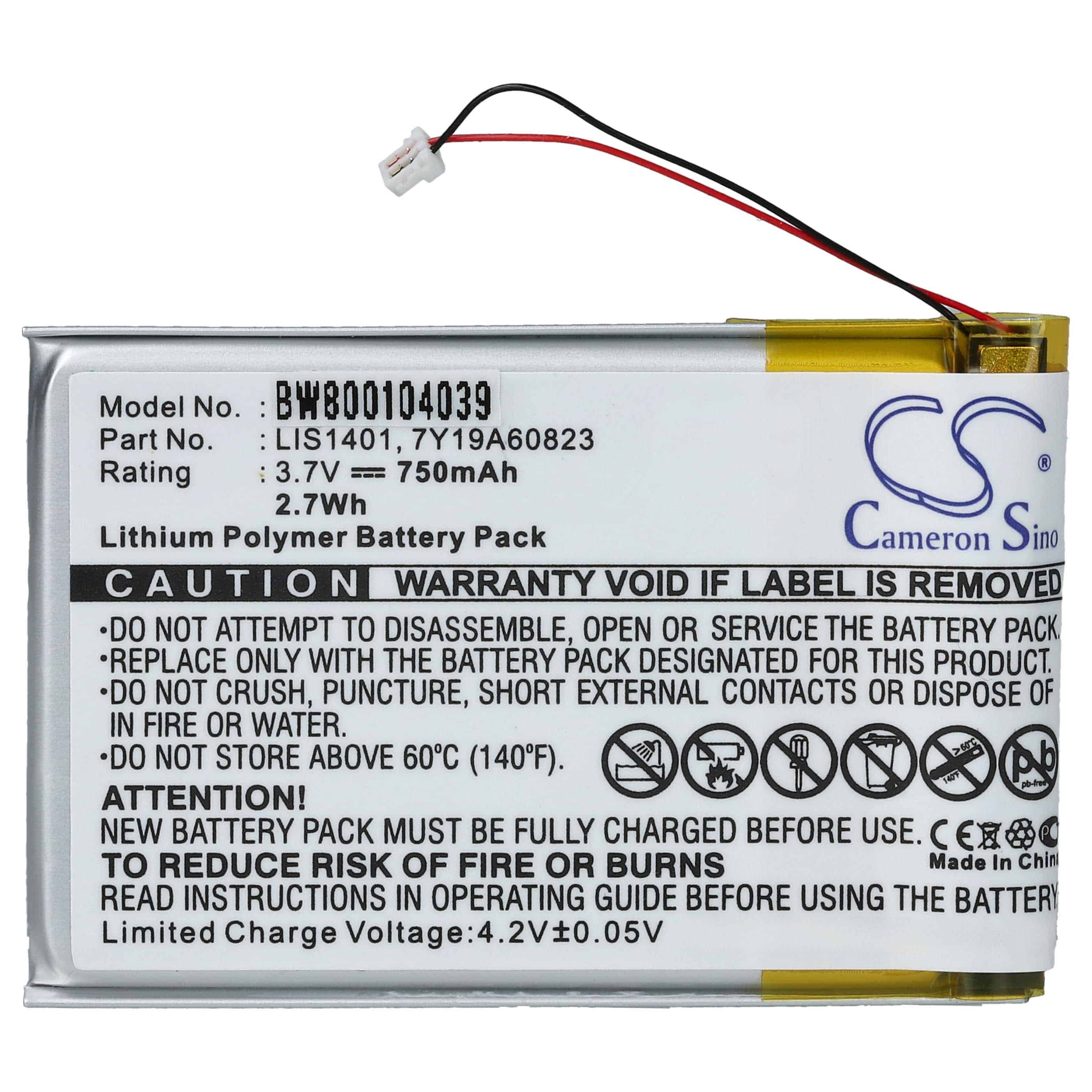 MP3-Player-Akku passend für Sony NWZ-S616F - 750mAh 3,7V Li-Polymer