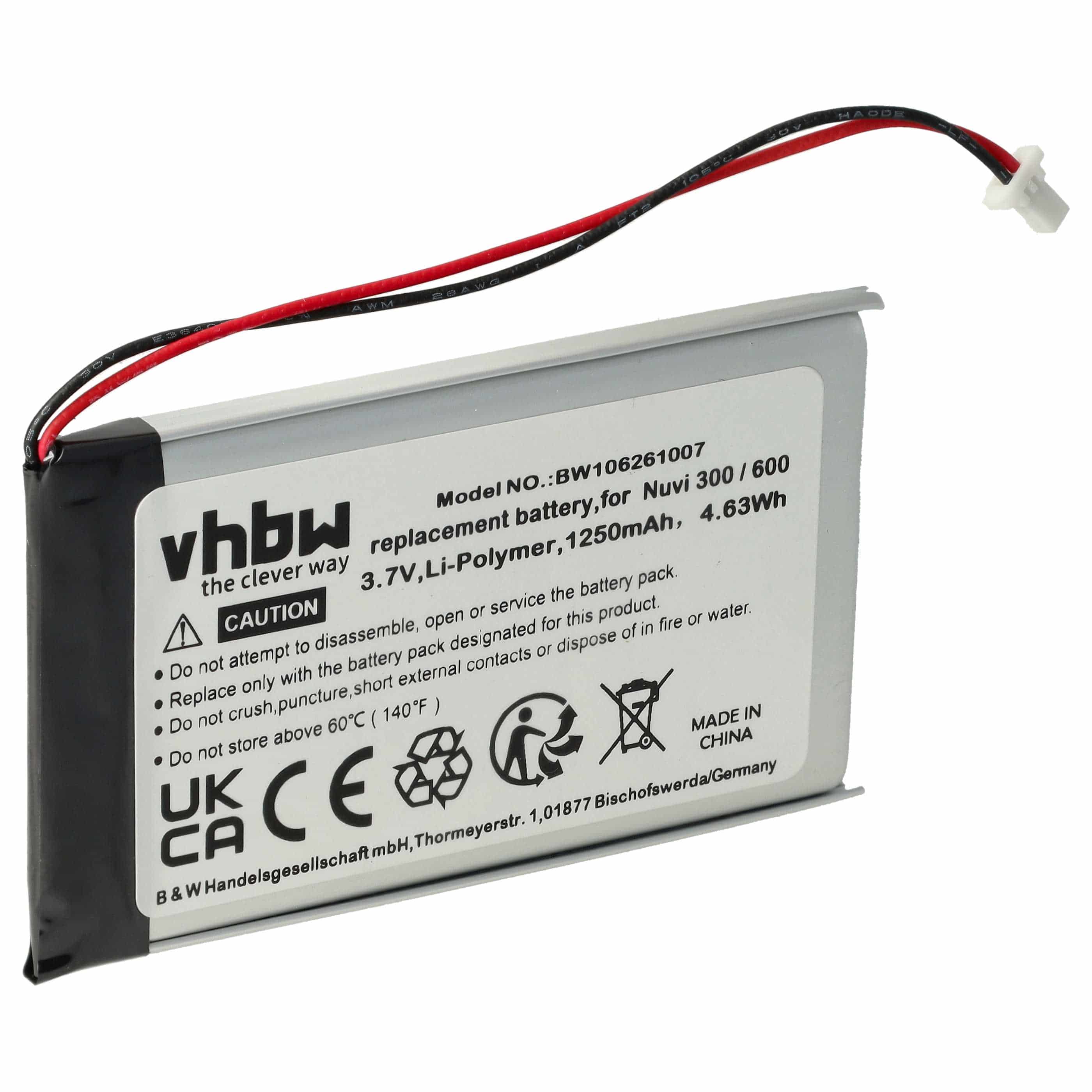 Akumulator do nawigacji GPS zamiennik Garmin 361-00019-02 - 1250 mAh 3,7 V LiPo