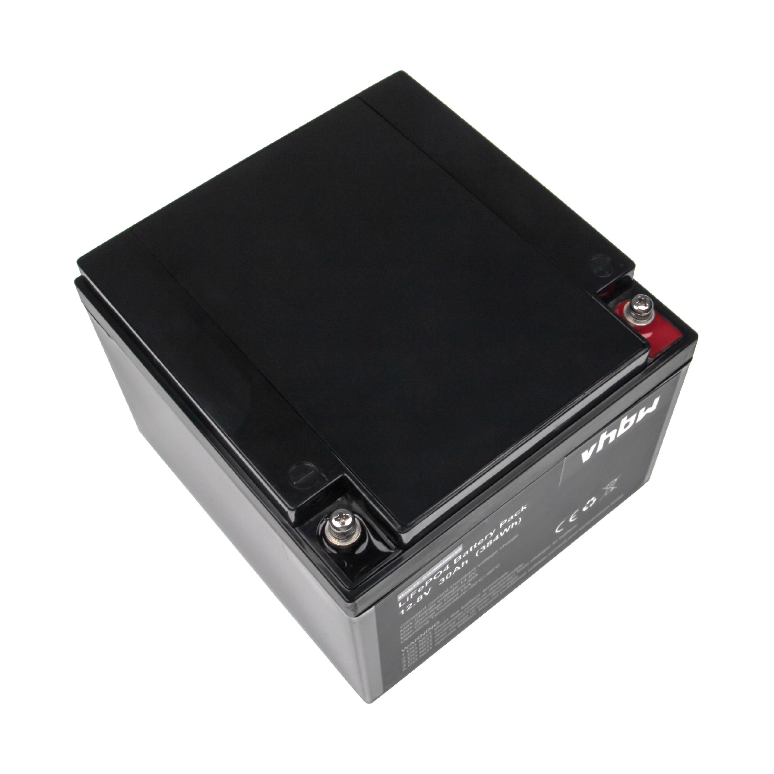Bordbatterie Akku passend für Wohnmobil, Boot, Solaranlage - 30 Ah 12,8V LiFePO4, 30000mAh, schwarz