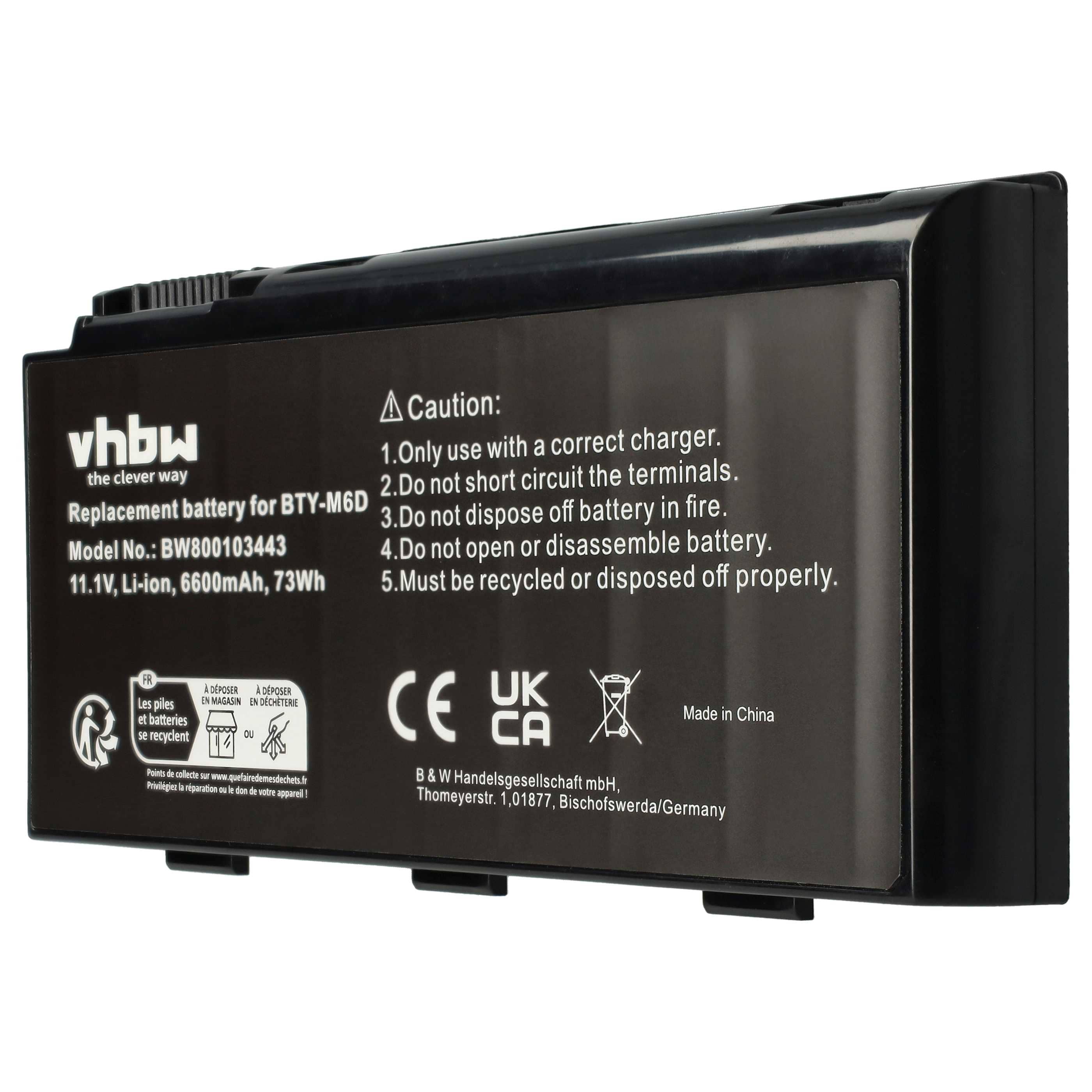 Akumulator do laptopa zamiennik Medion BTY-M6D - 6600 mAh 11,1 V Li-Ion, czarny