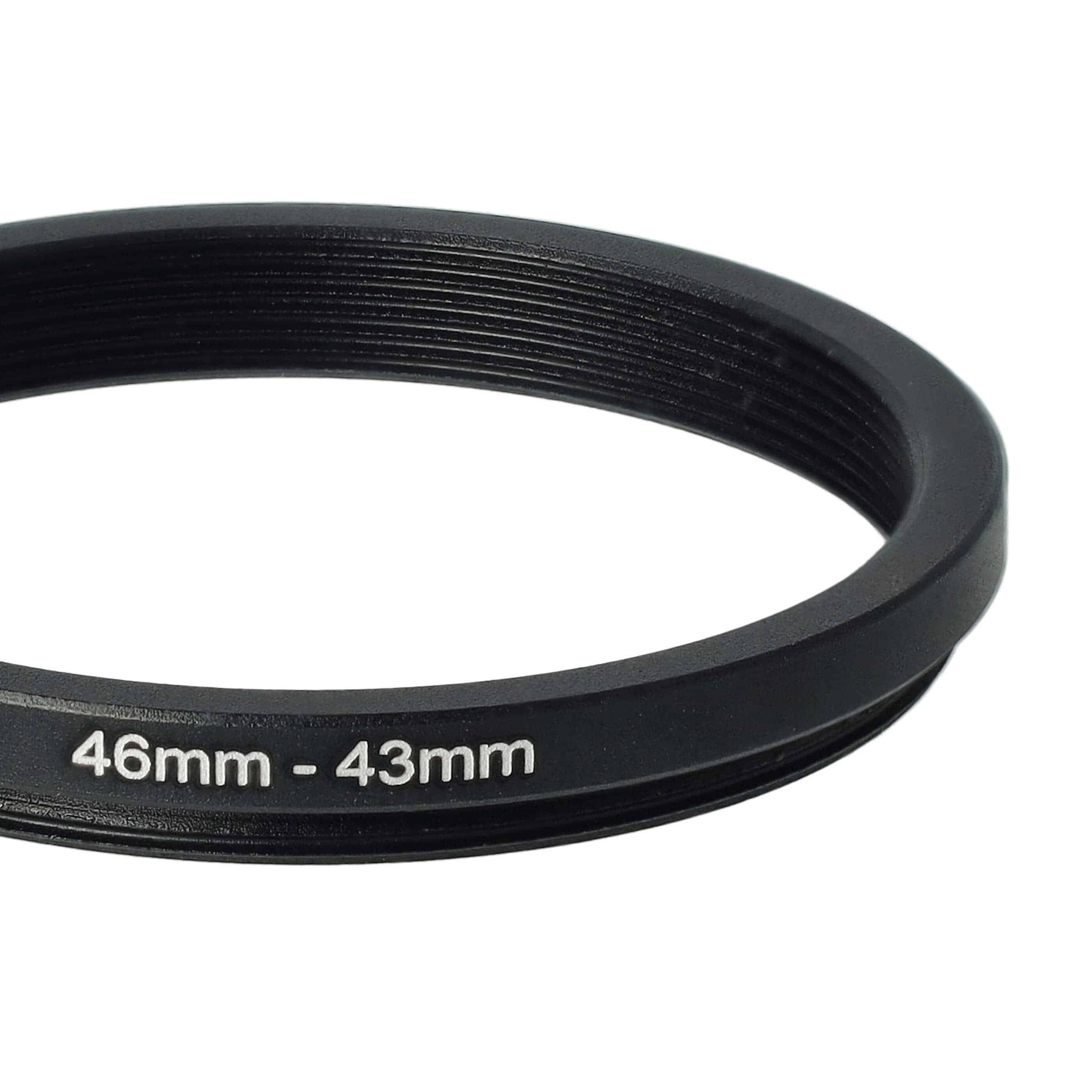 Redukcja filtrowa adapter Step-Down 46 mm - 43 mm pasująca do obiektywu - metal, czarny