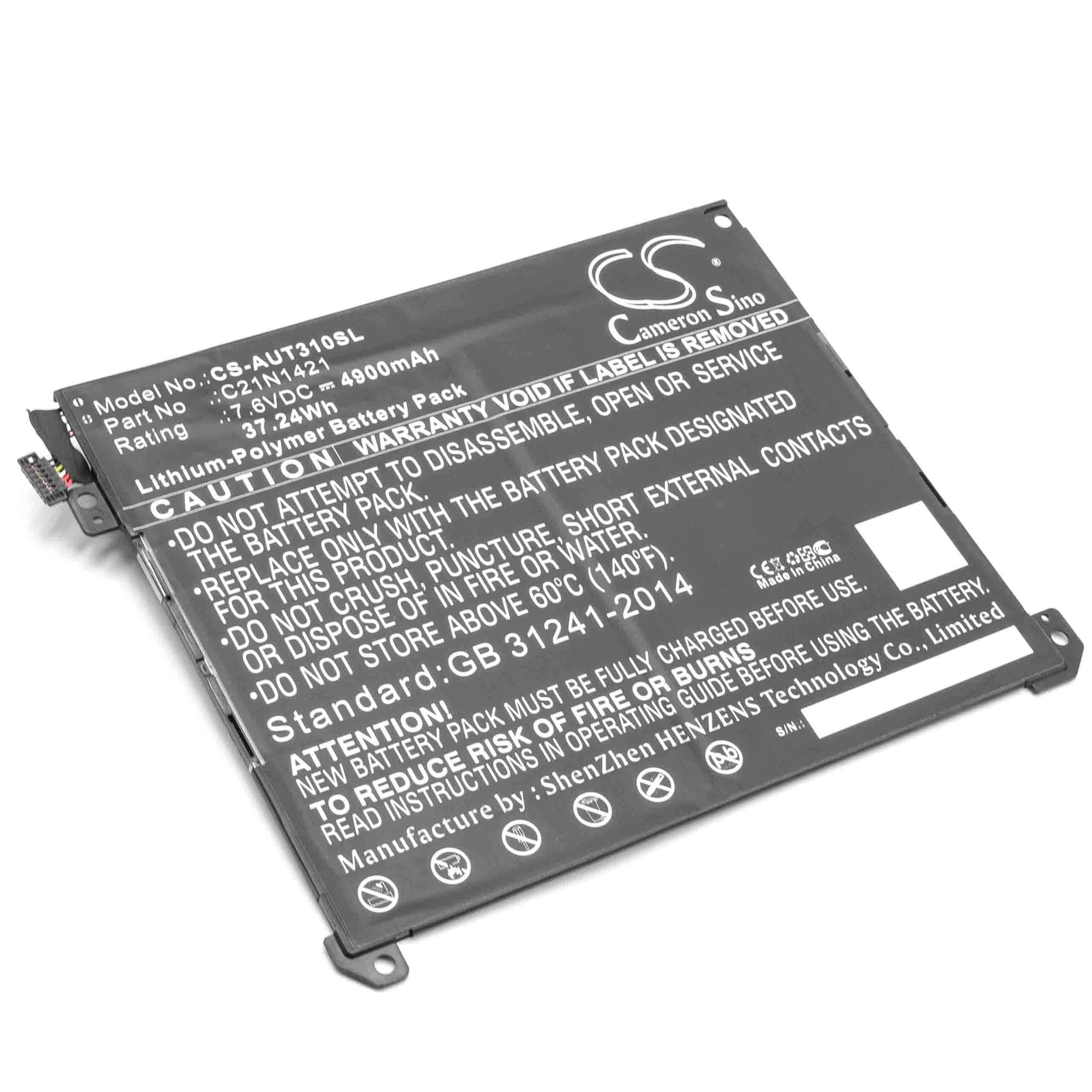 Batería reemplaza Asus C21N1421, 0B200-01520000 para tablet, Pad Asus - 4900 mAh 7,6 V Li-poli