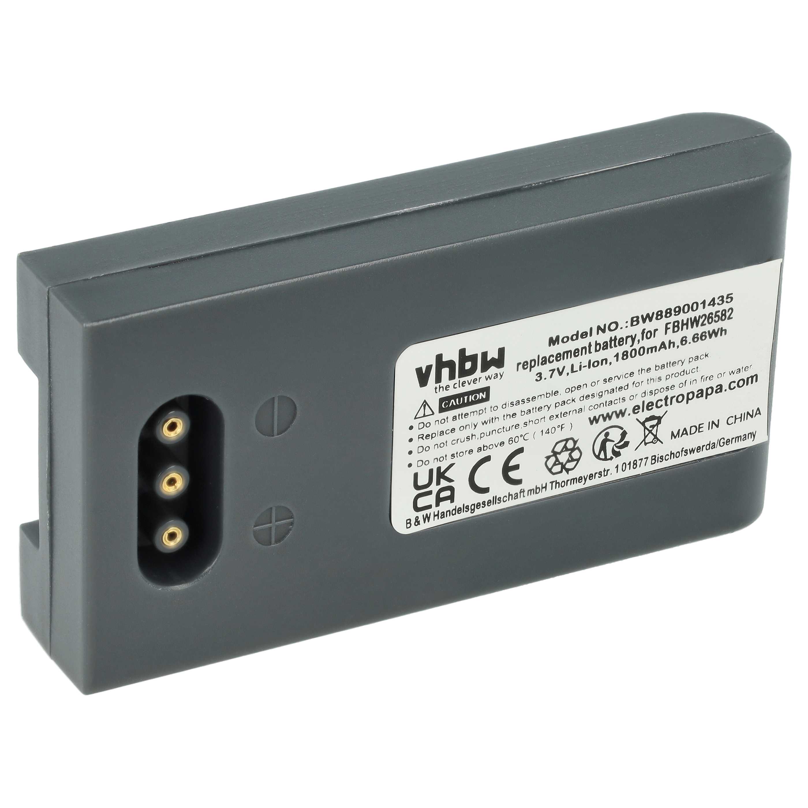 Battery replaces Höft & Wessel FBHW26582 for Höft & Wessel Barcode Scanner POS - 1800 mAh 3.7 V