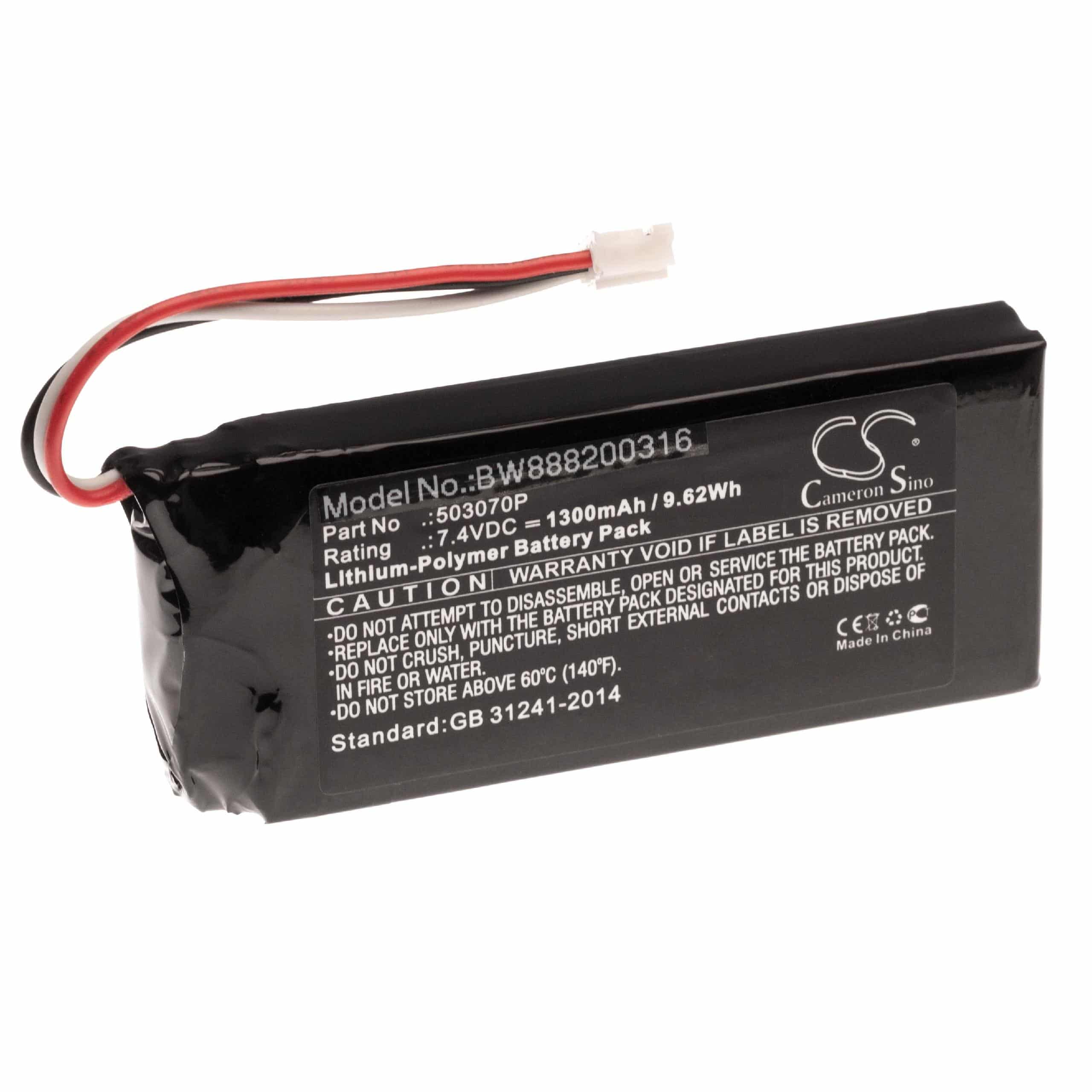 Battery replaces JBL 503070P for JBL Loudspeaker - Li-polymer 1300 mAh