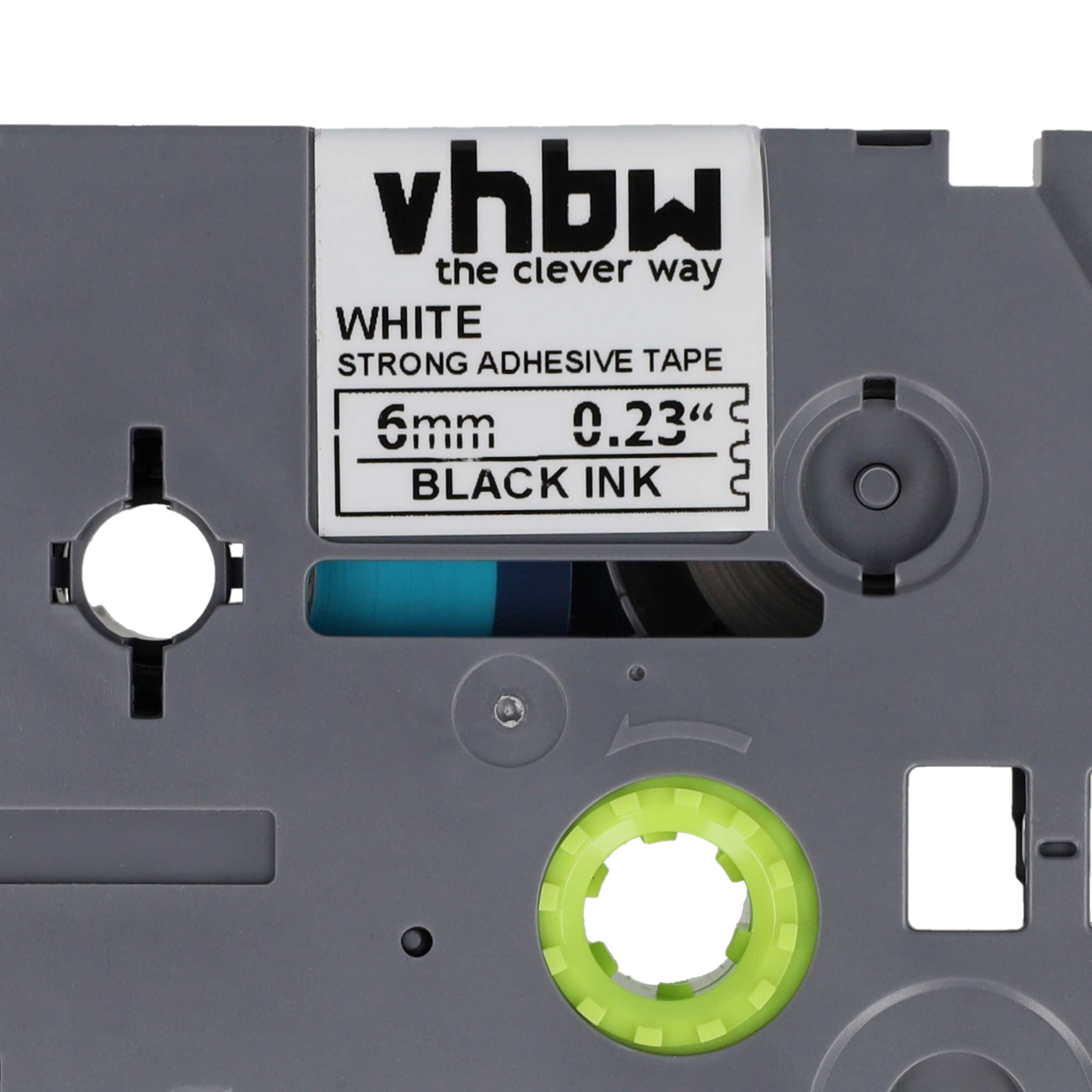 Label Tape as Replacement for Brother TZE-S211 - 6 mm Black to White, Extra Stark