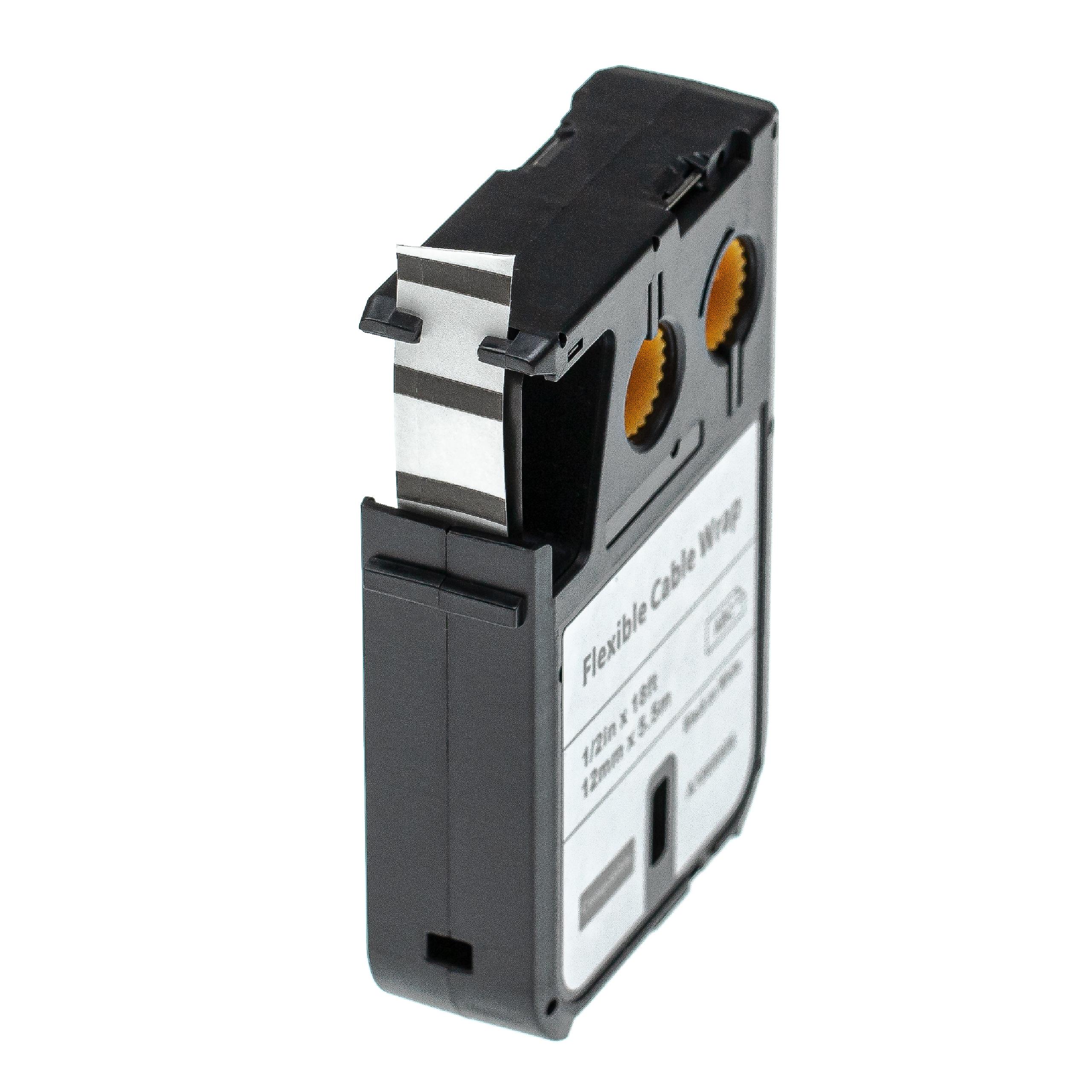 Cassette à ruban remplace Dymo 1868806 - 12mm lettrage Noir ruban Blanc, câble flexible