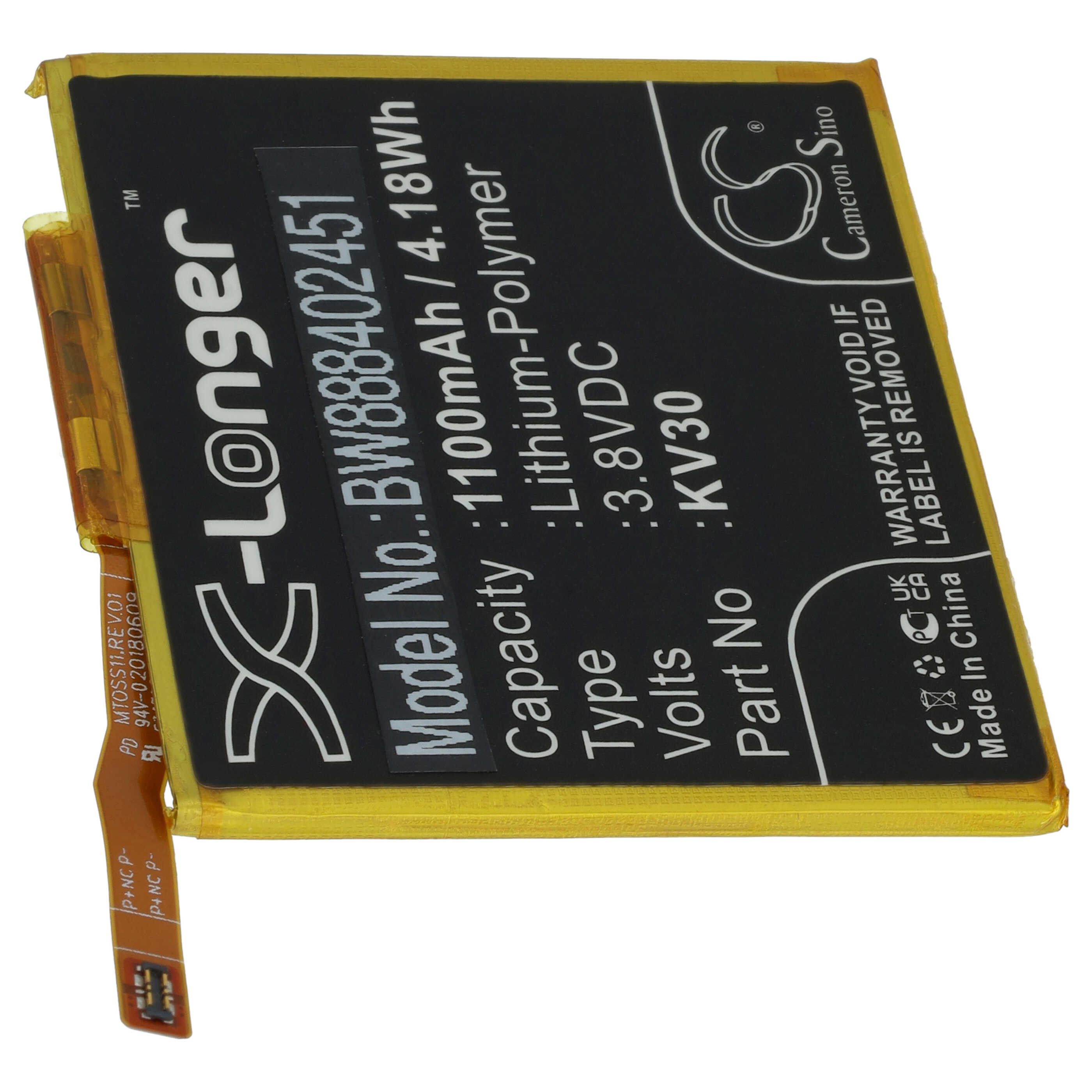 Batterie remplace Motorola KV30, SB18C40007 pour téléphone portable - 1100mAh, 3,8V, Li-polymère