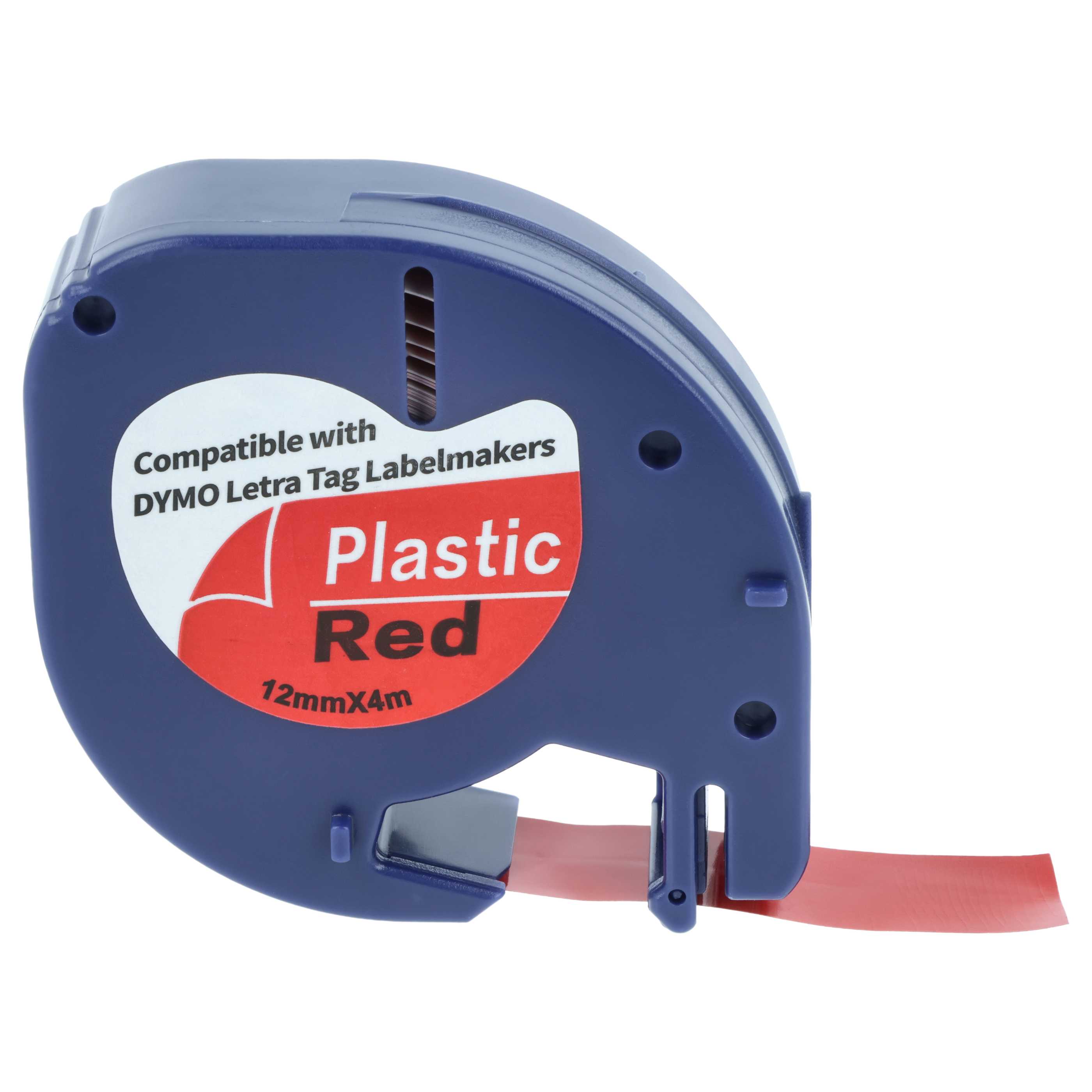 Label Tape replaces Dymo S0721630, 91203 - 12 mm Black to Red