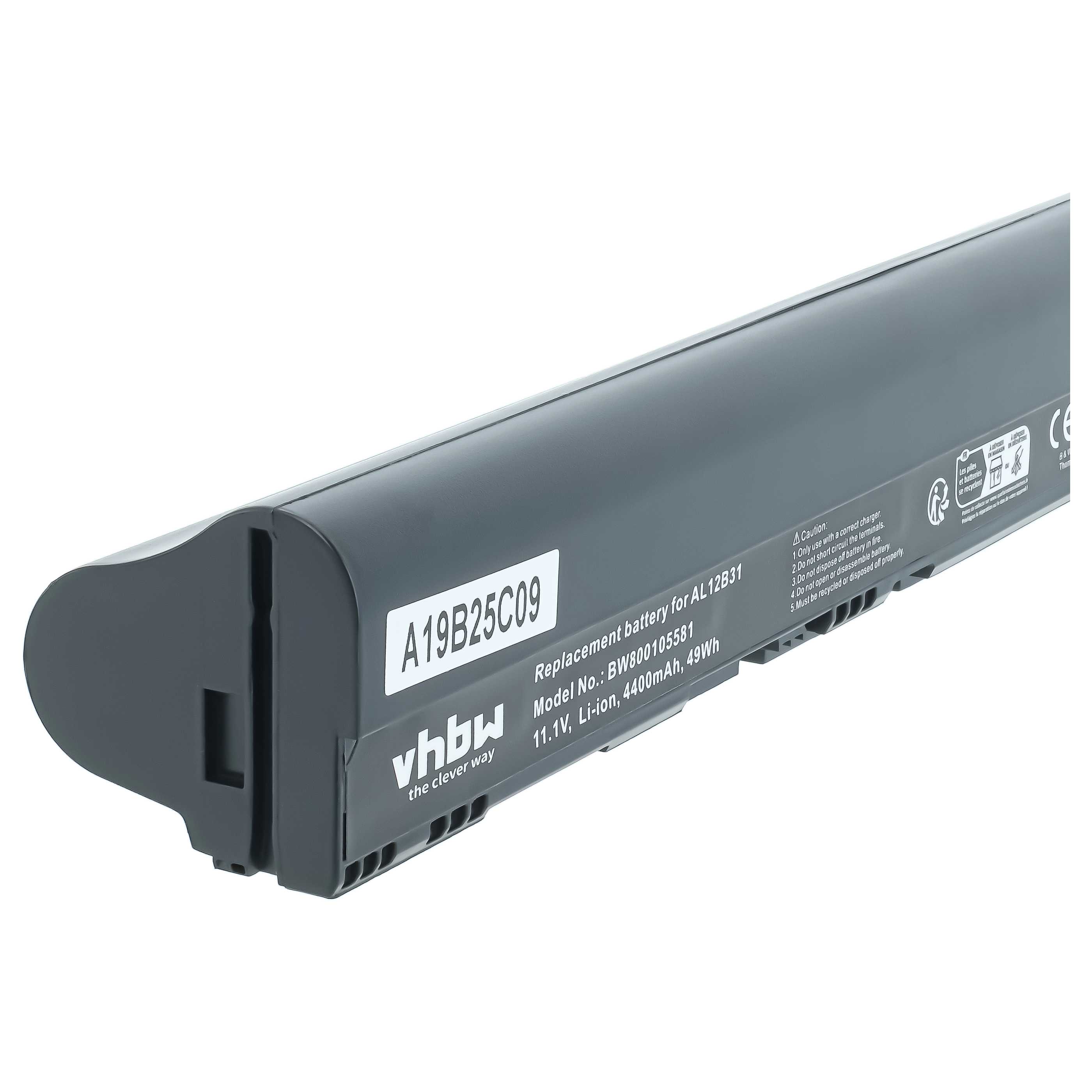 Akumulator do laptopa zamiennik Acer AL12B31, AL12B32, 4ICR17/65, AL12B72 - 4400 mAh 11,1 V Li-Ion, czarny