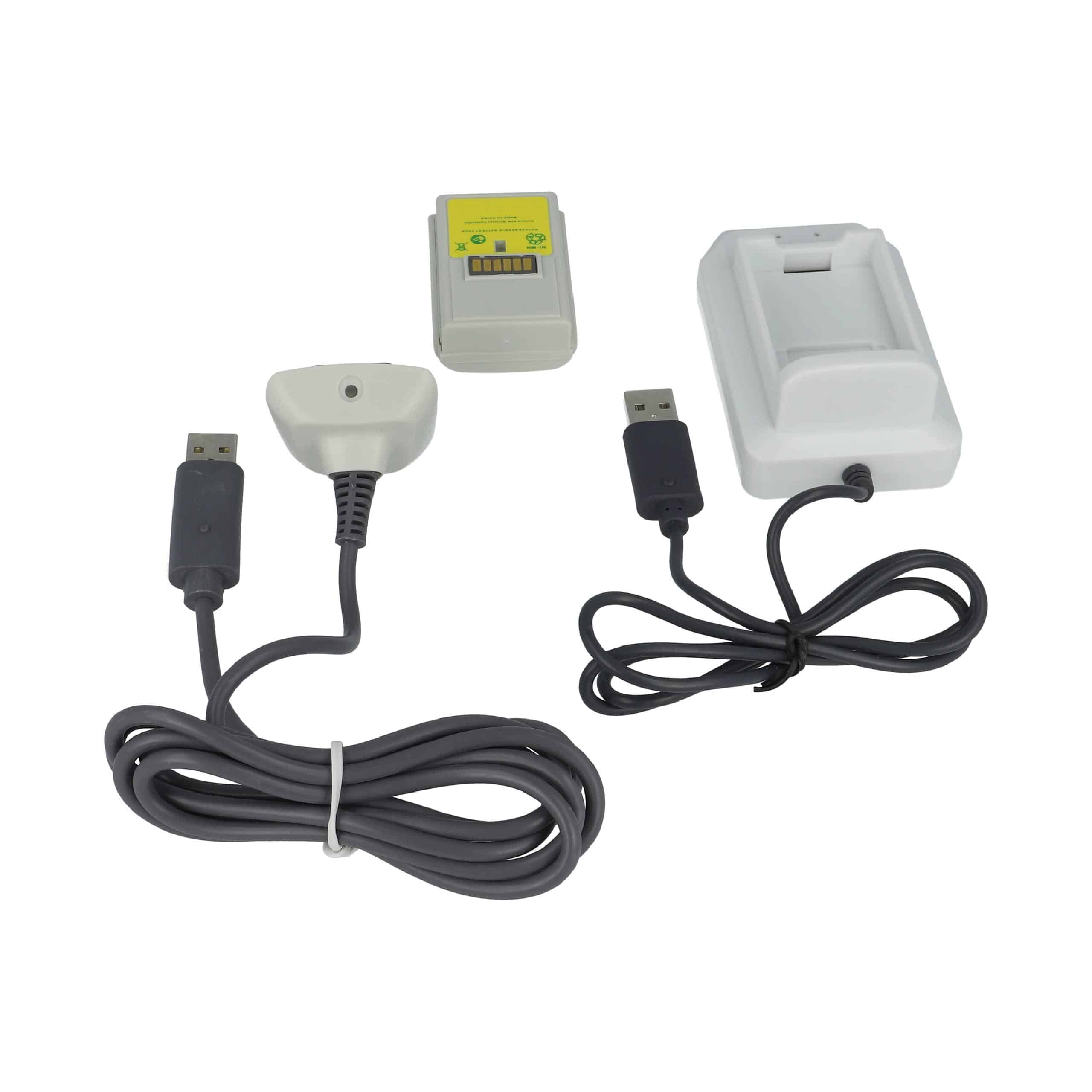 vhbw Kit carga y juega - 1x cargador, 1x cable de carga, 1x batería negro / blanco / gris