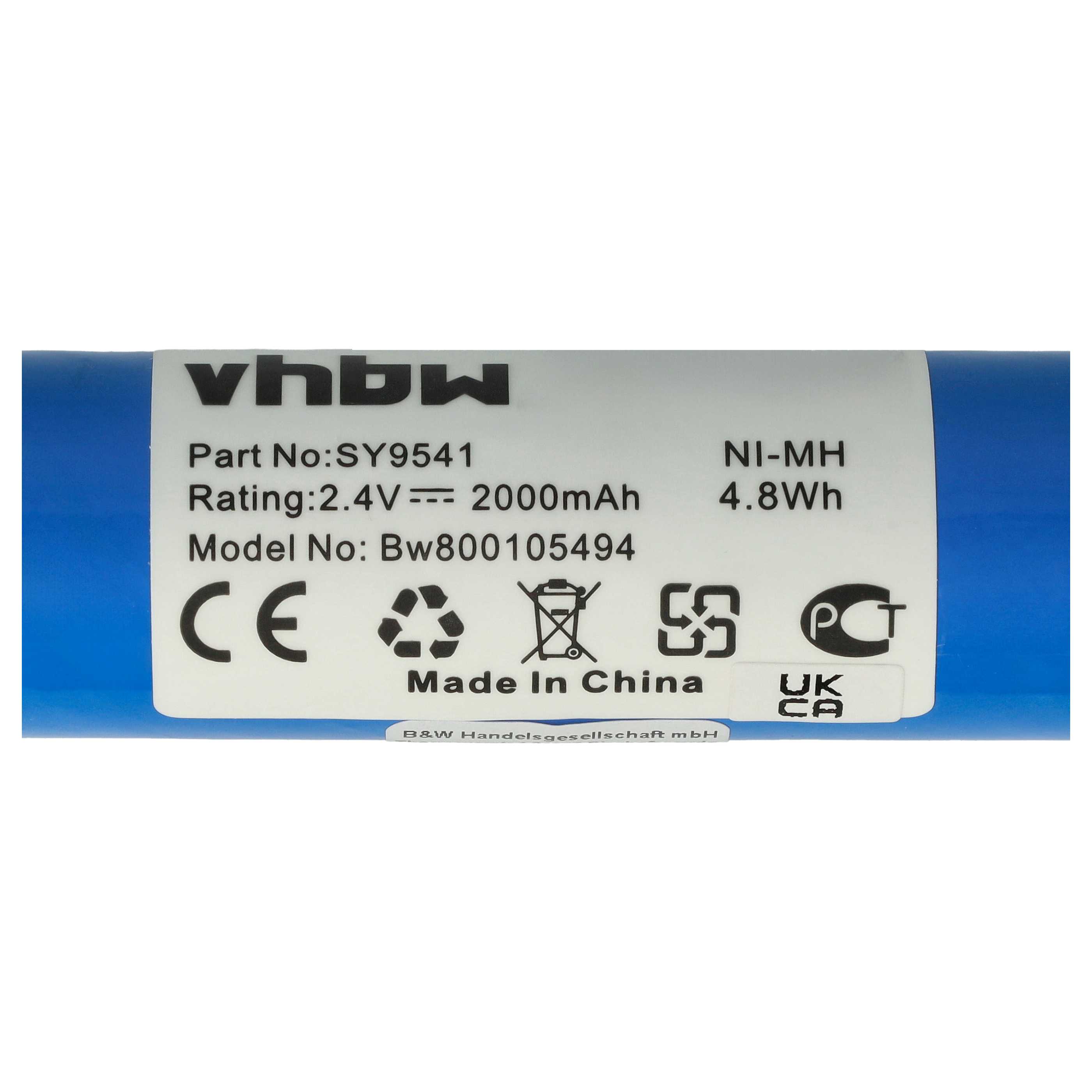 Batería reemplaza SY9541 para rallador queso (2000 mAh, 2,4 V, NiMH)