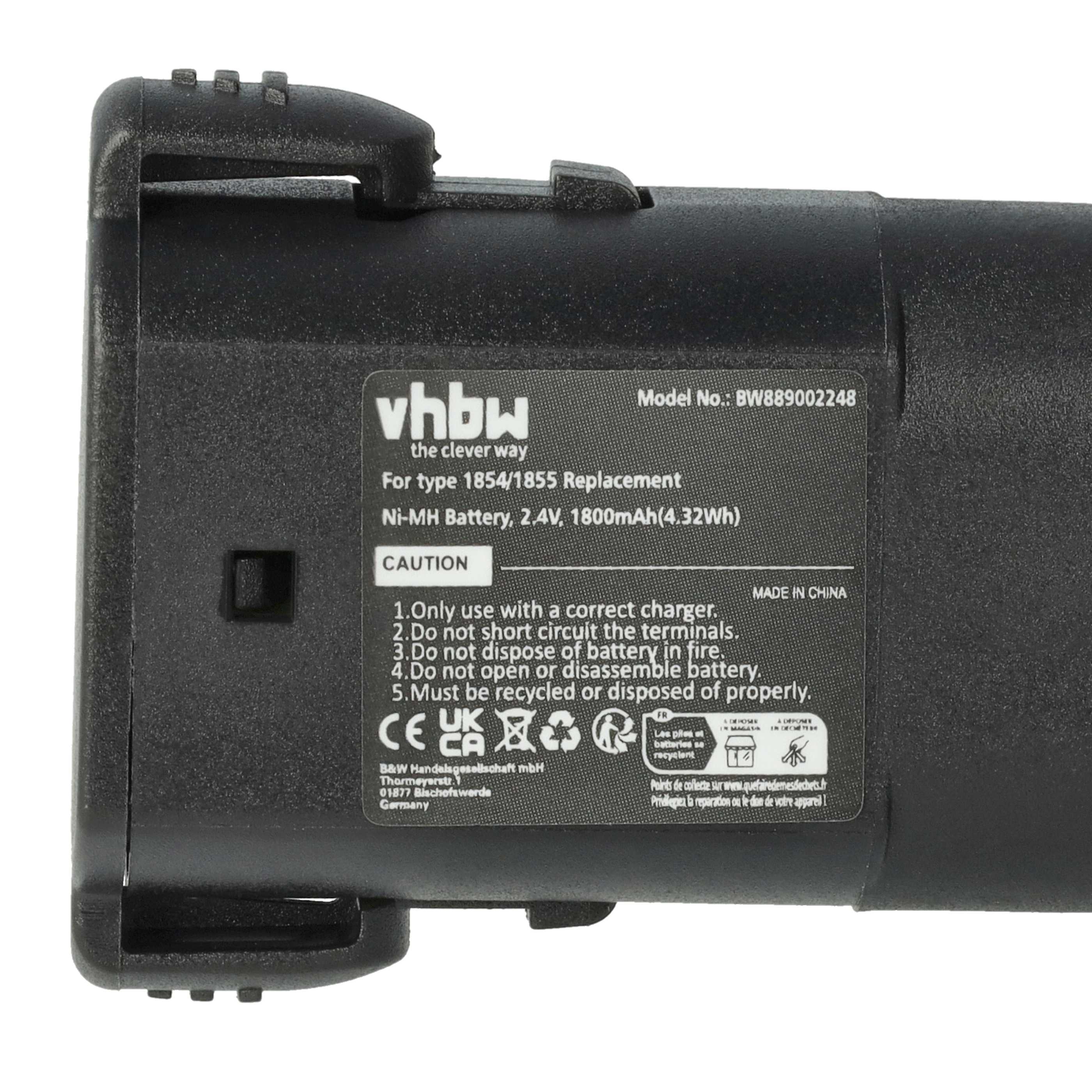 Pet Clippers 2x Battery replaces Moser 1854-7988 - 1800 mAh 2.4 V NiMH