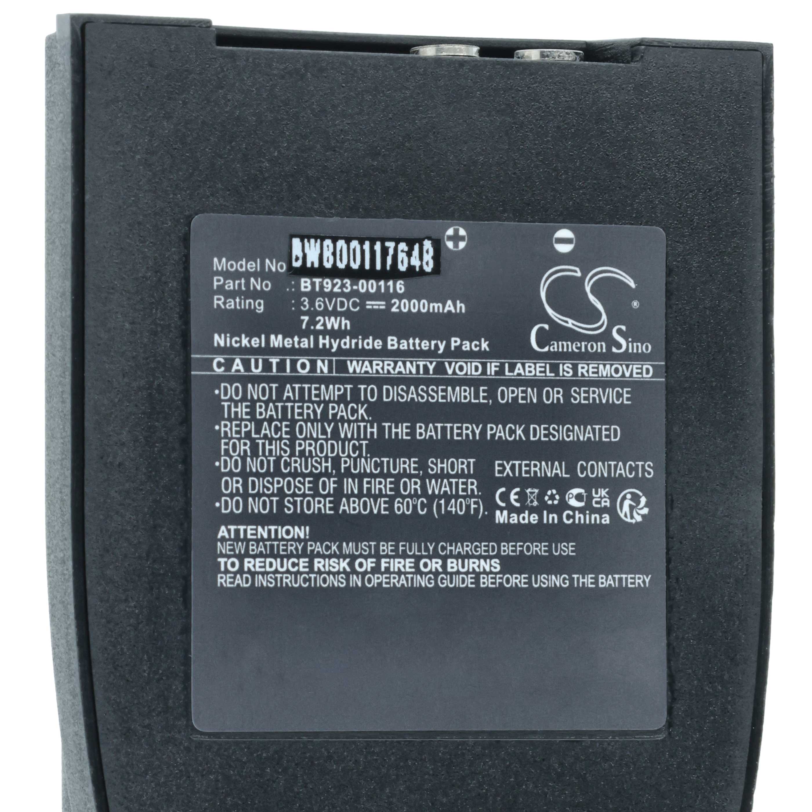Akku (2 Stück) als Ersatz für Cattron Theimeg BAT-0000327, BT923-00116 Steuerung - 2000mAh 3,6V NiMH