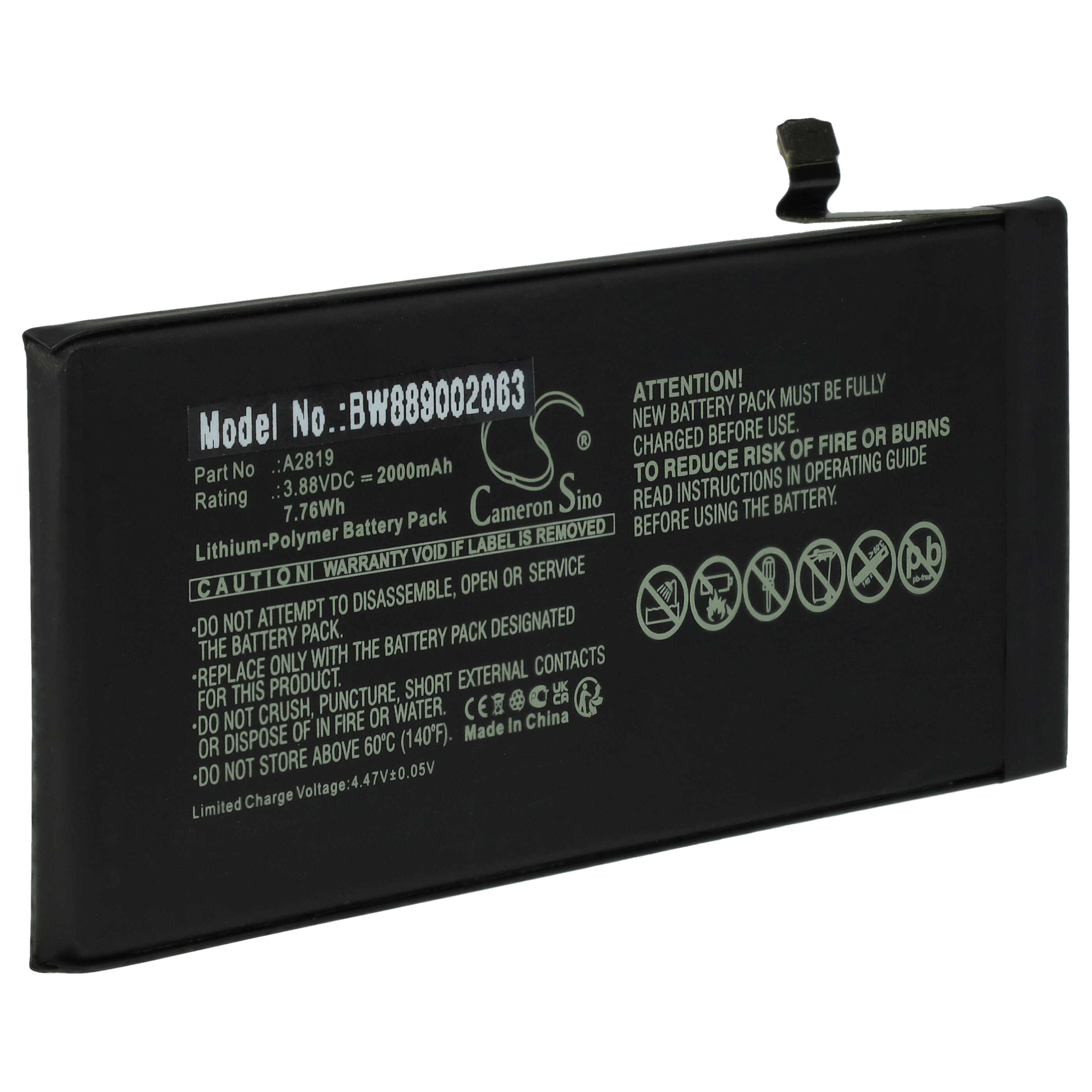 Mobile Phone Battery Replacement for Apple A2819 - 2000mAh 3.88V Li-polymer