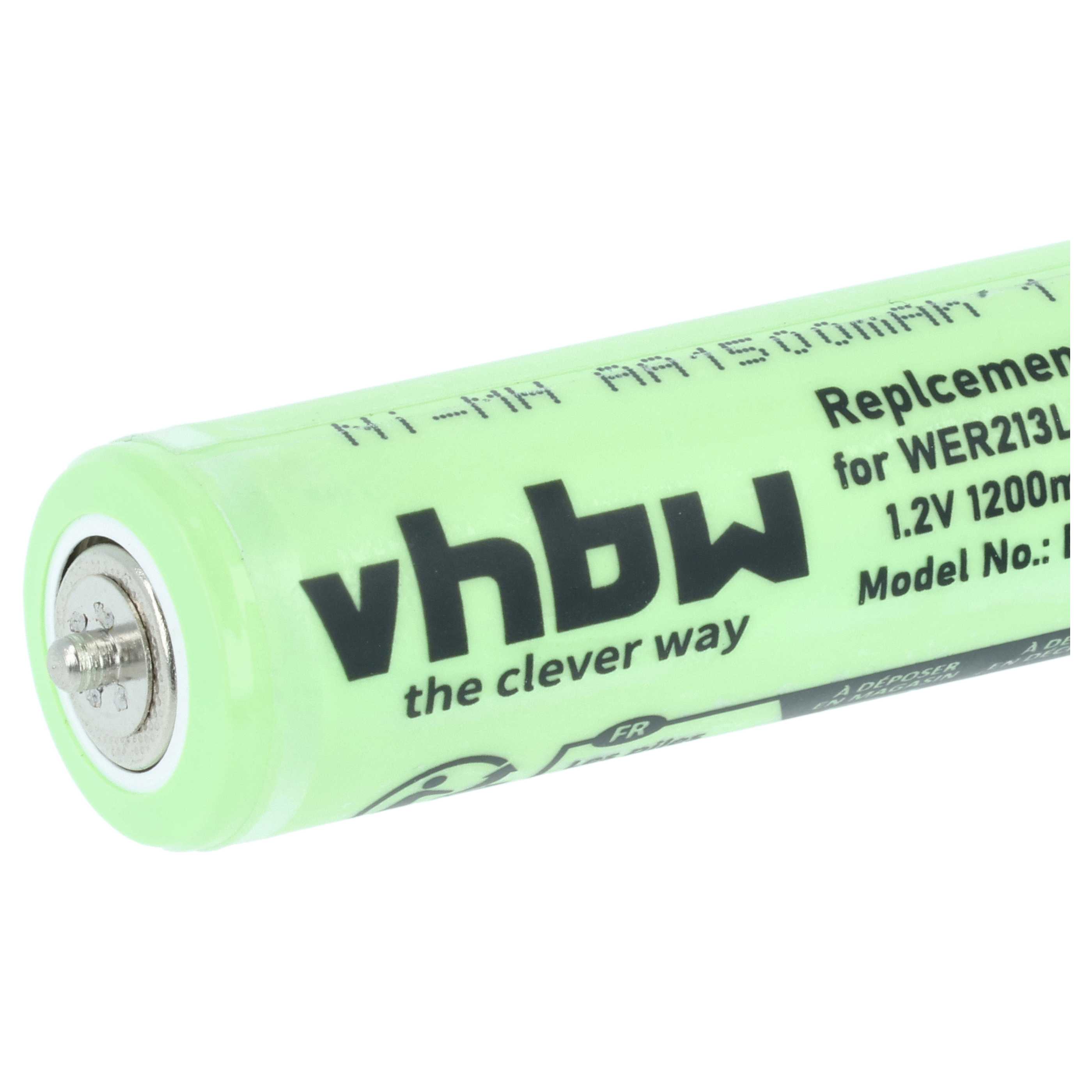 2x Batteries remplace Panasonic WER213L2504, WER2061L2508 pour rasoir électrique Panasonic - 1200mAh 1,2V NiMH