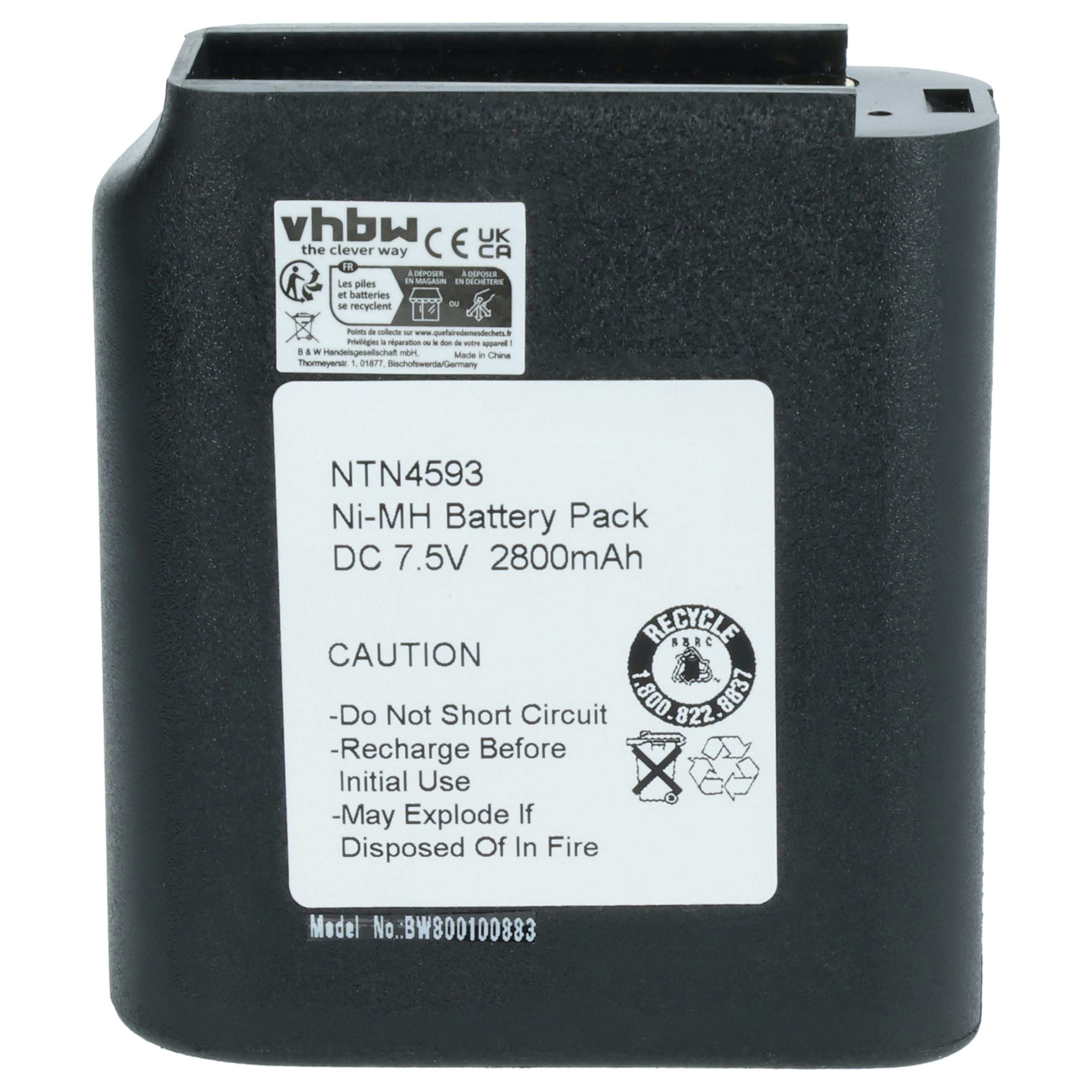 Radio 2x Battery replaces Motorola NTN4538, NTN4593A, NTN4593B, NTN4592, NTN4593 - 2700 mAh 7.5 V NiMH