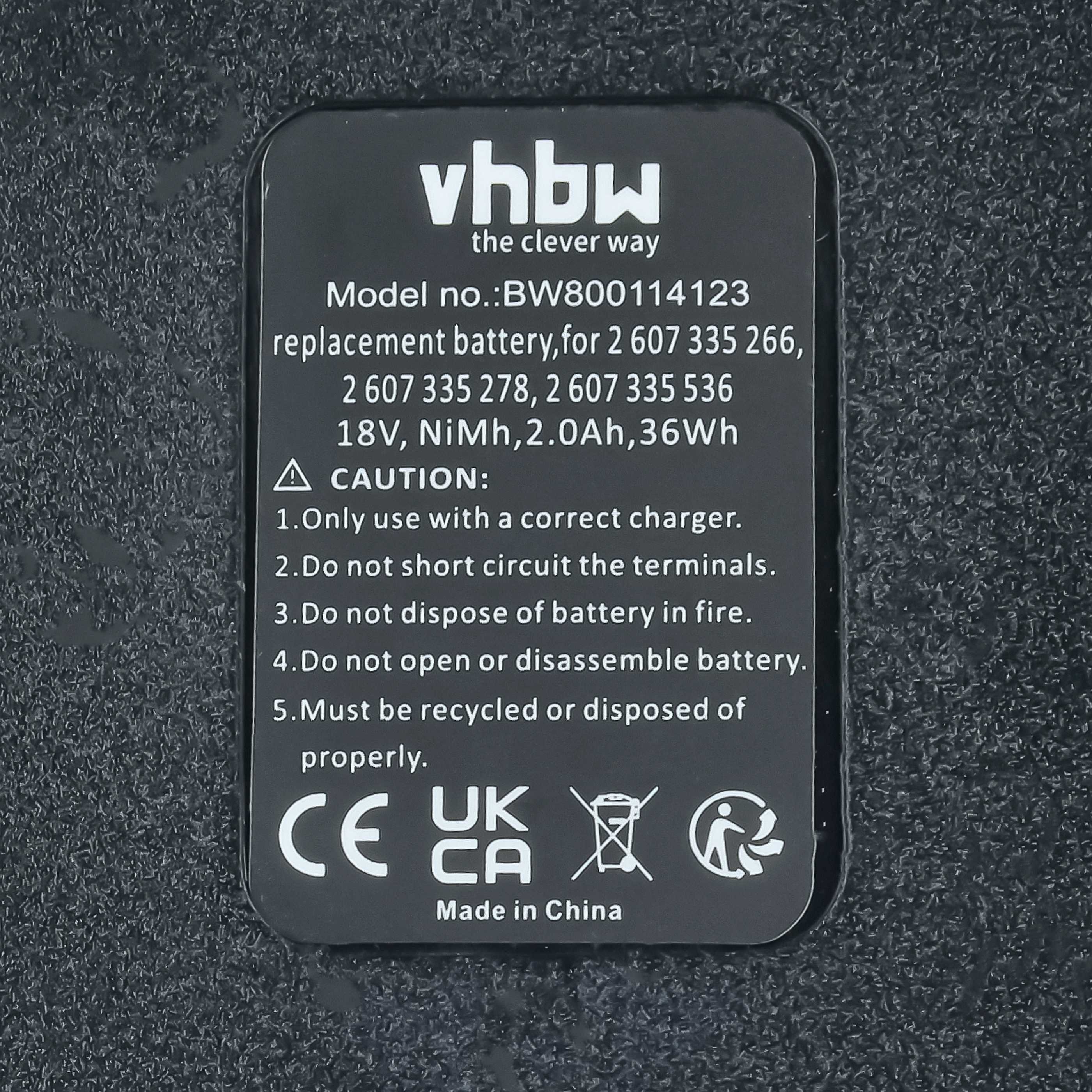 Batteria sostituisce Bosch 2 607 335 278, 2 607 335 266, 2 607 335 536 per attrezzo - 2Ah 18V NiMH