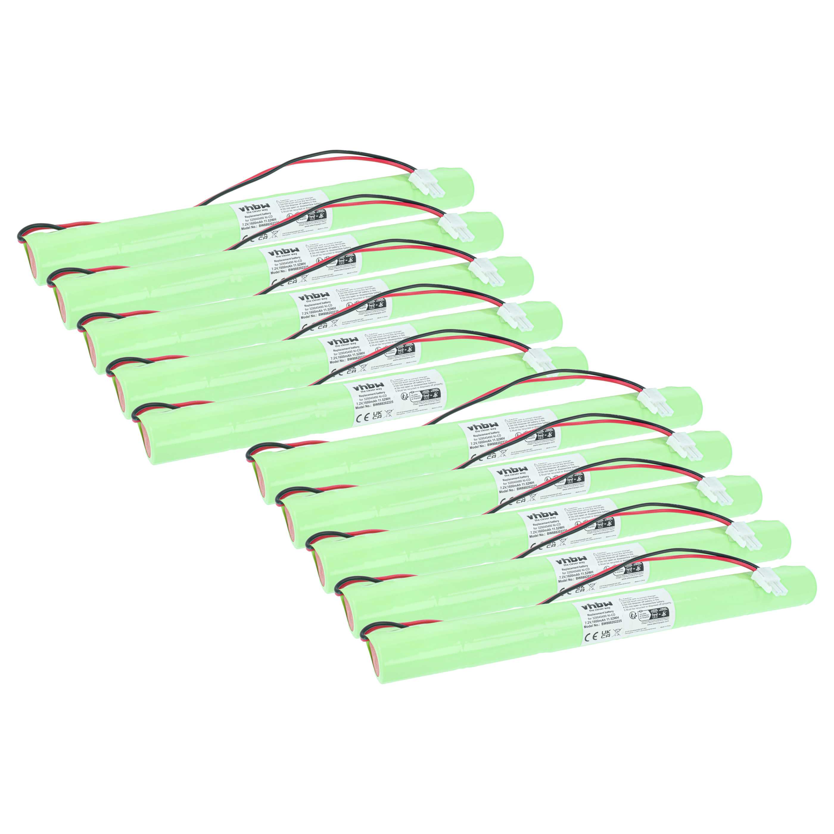 Emergency Light 10x Battery replaces BAES 329045490 - 1600 mAh 7.2 V NiCd