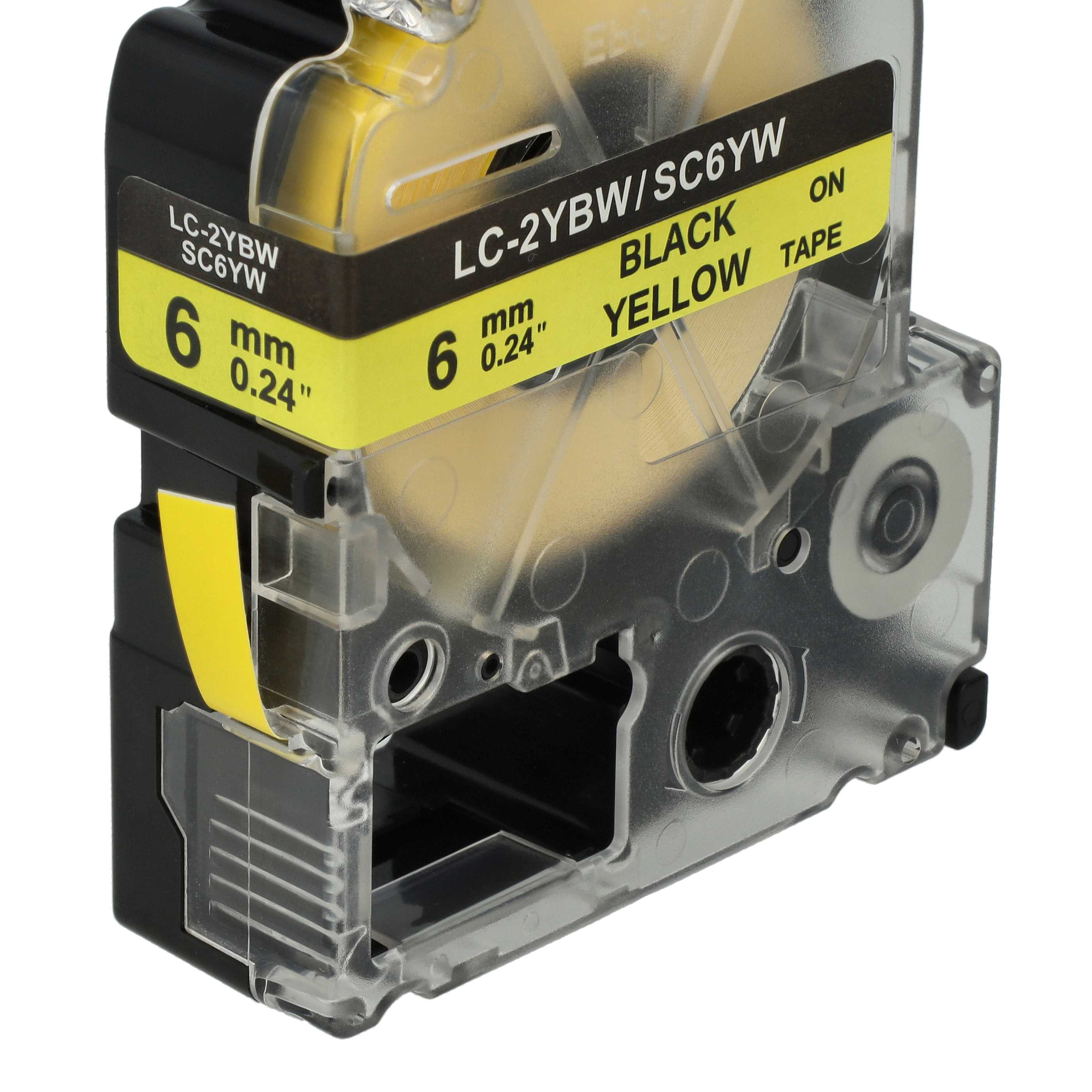 Label Tape as Replacement for Epson LC-2YBW - 6 mm Black to Yellow, plastic