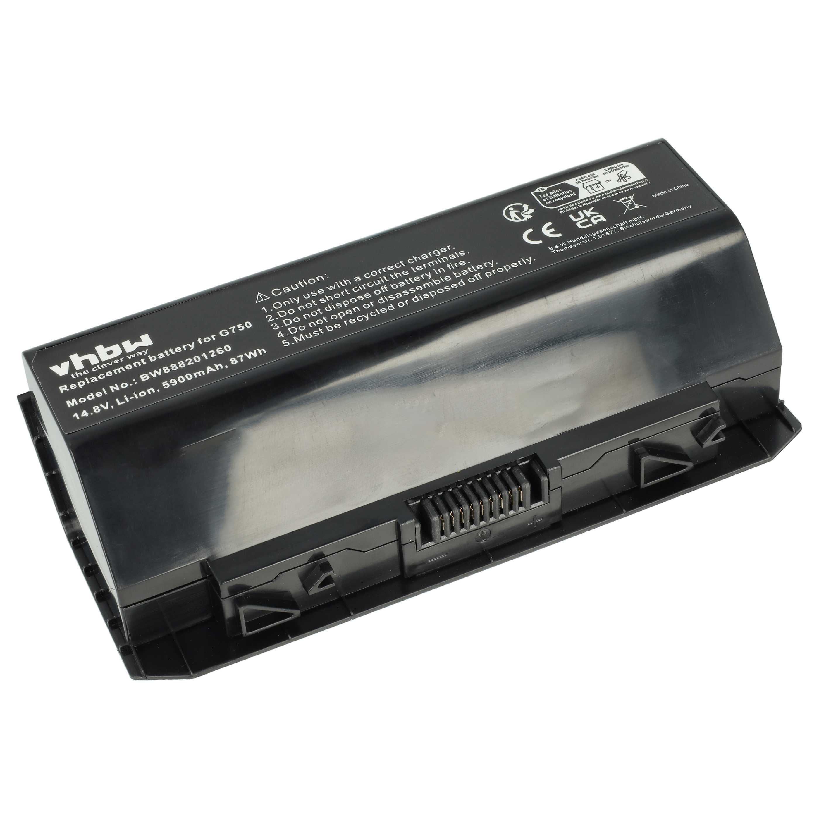 Batteria sostituisce Asus 0B110-0020000M, A42-G750 per notebook - 5900mAh 14,8V Li-Poly nero
