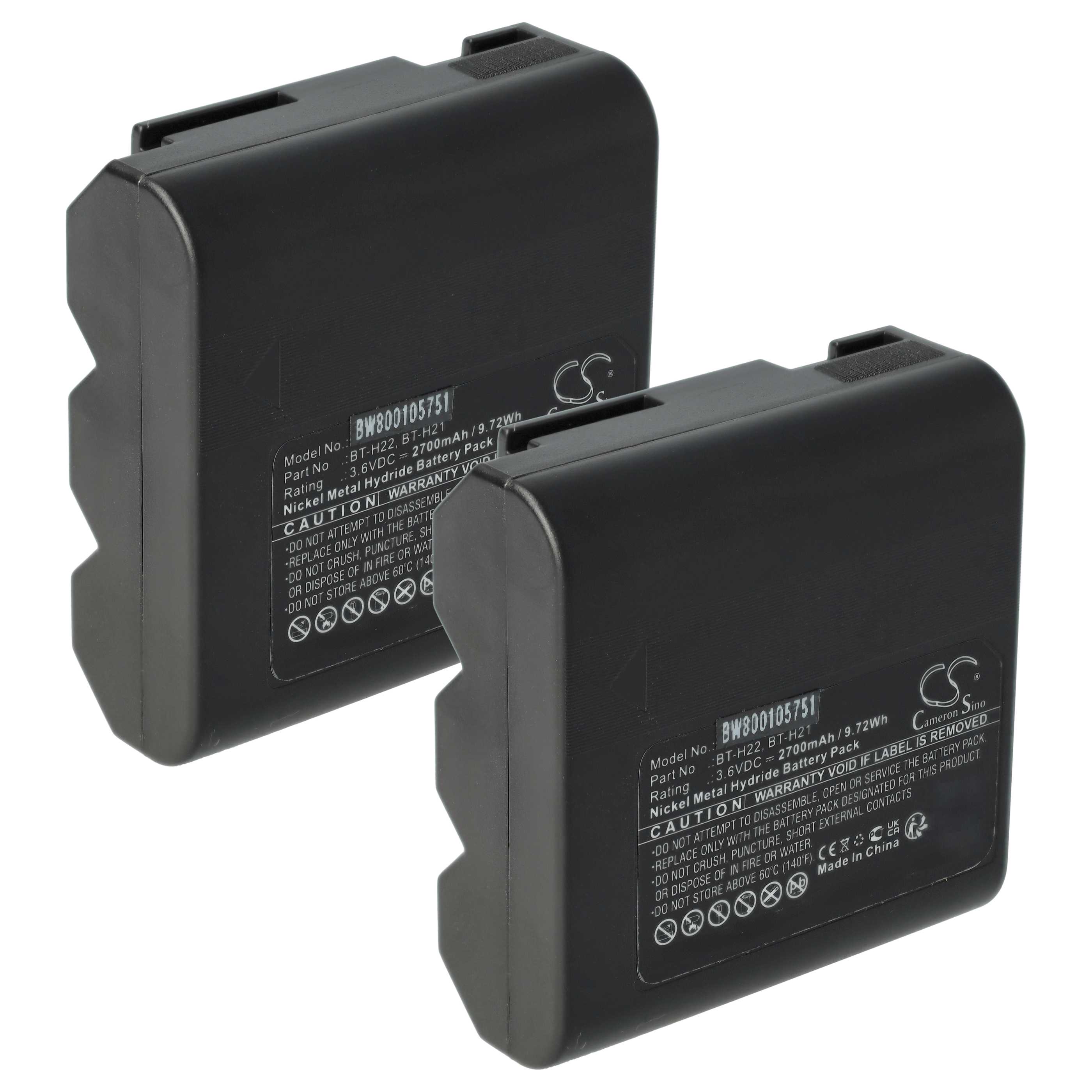 Videokamera-Akku (2 Stück) als Ersatz für Sharp BT-H21U, BT-H21, BT-H22, BT-H22U für Sharp - 2700mAh 3,6V NiMH