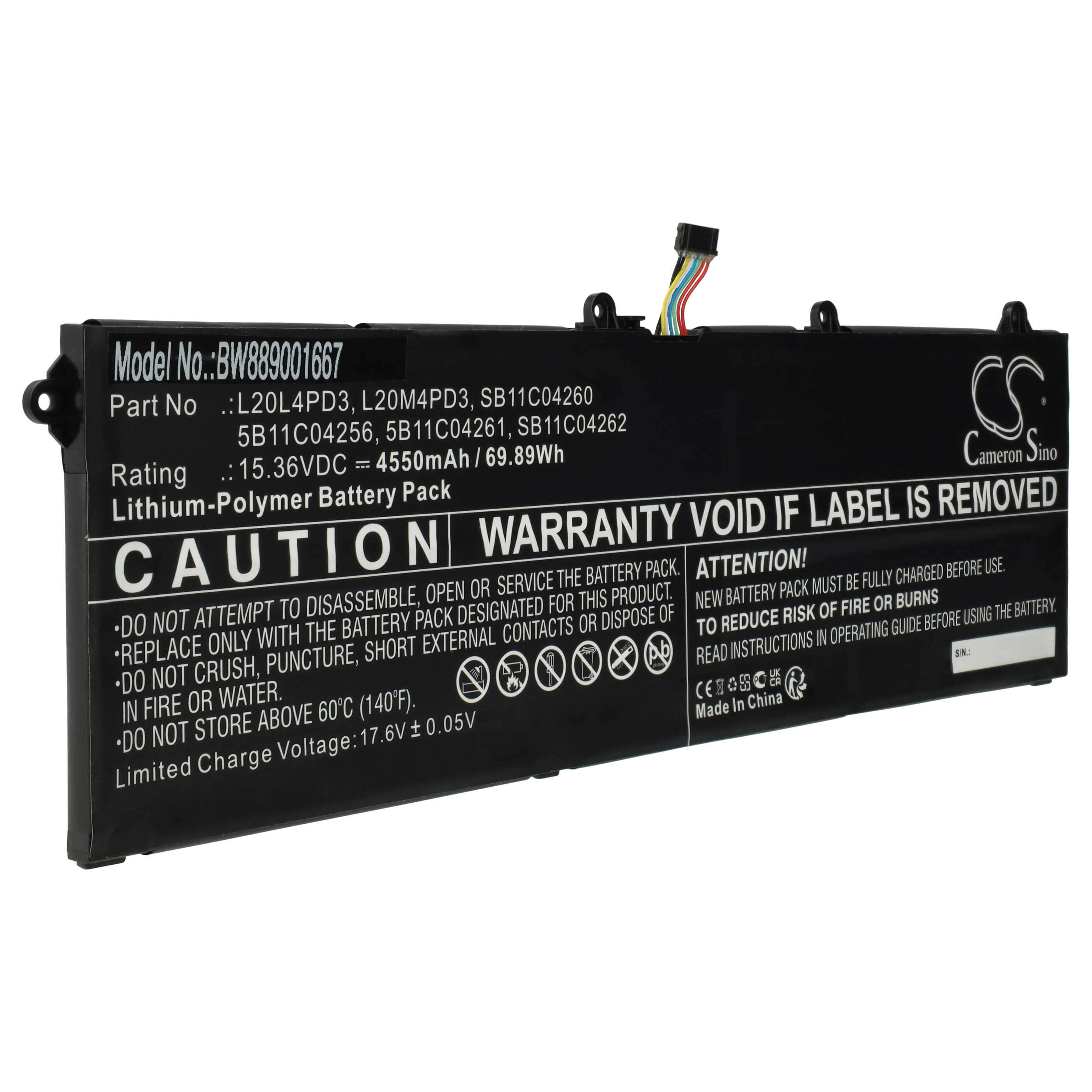 Akumulator do laptopa zamiennik Lenovo L20L4PD3, 5B11C04261, 5B11C04256 - 4550 mAh 15,36 V LiPo, czarny
