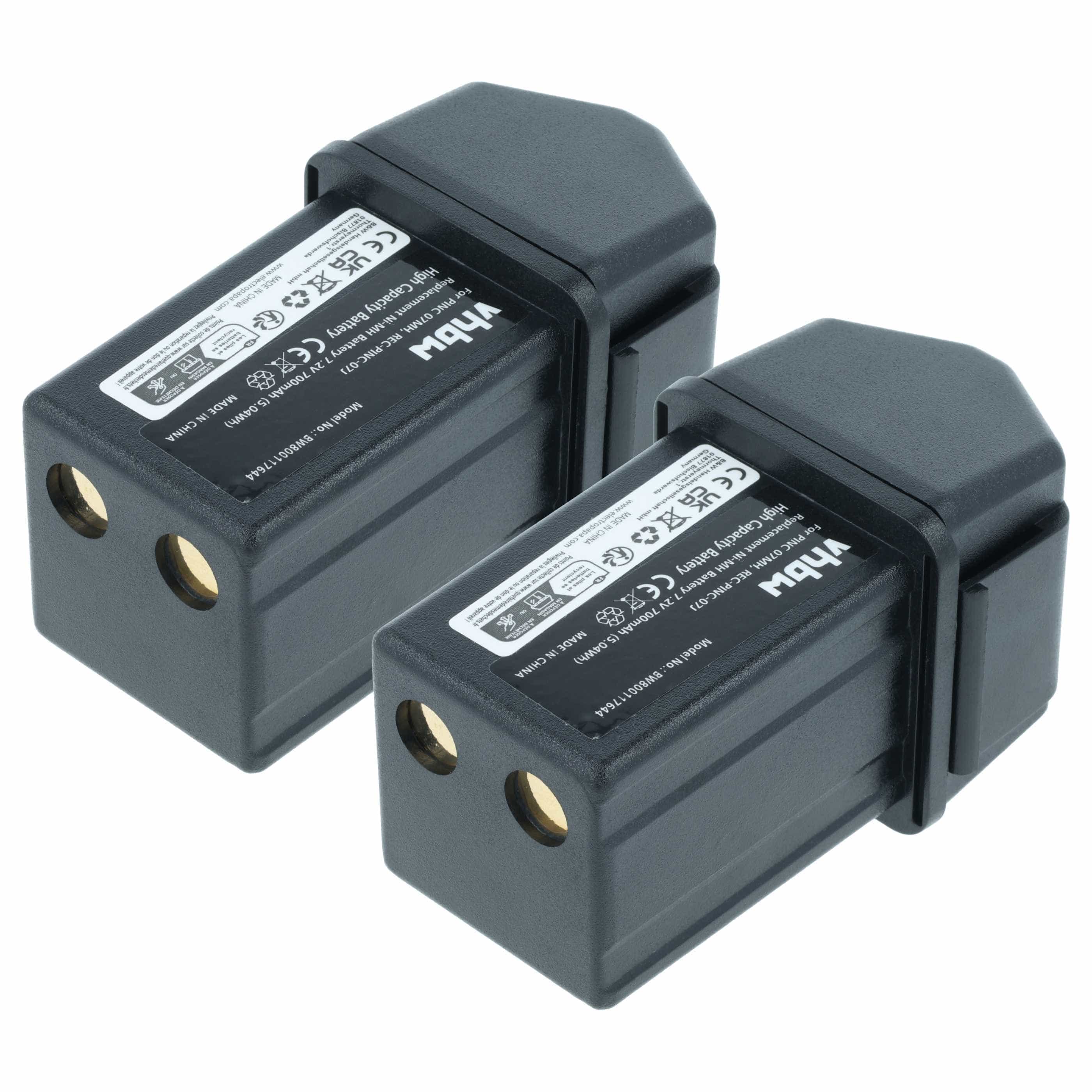 Remote Control 2x Battery replaces Elca REC-PINC-07J, PINC 07MH, PINC-07MH - 700 mAh 7.2 V NiMH