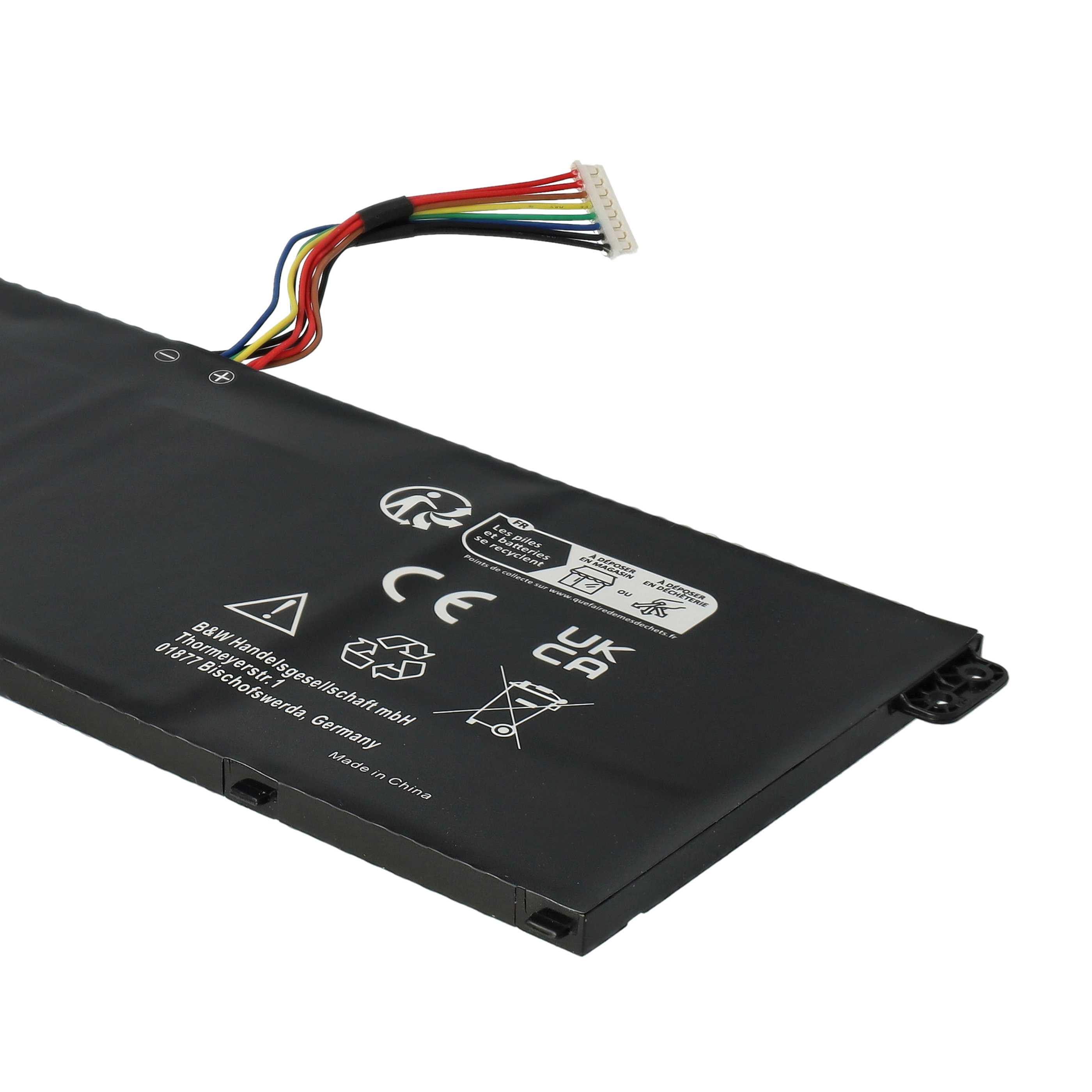 Batterie remplace Acer AP19B8K, AP18C4K pour ordinateur portable - 3400mAh 11,25V Li-polymère, noir