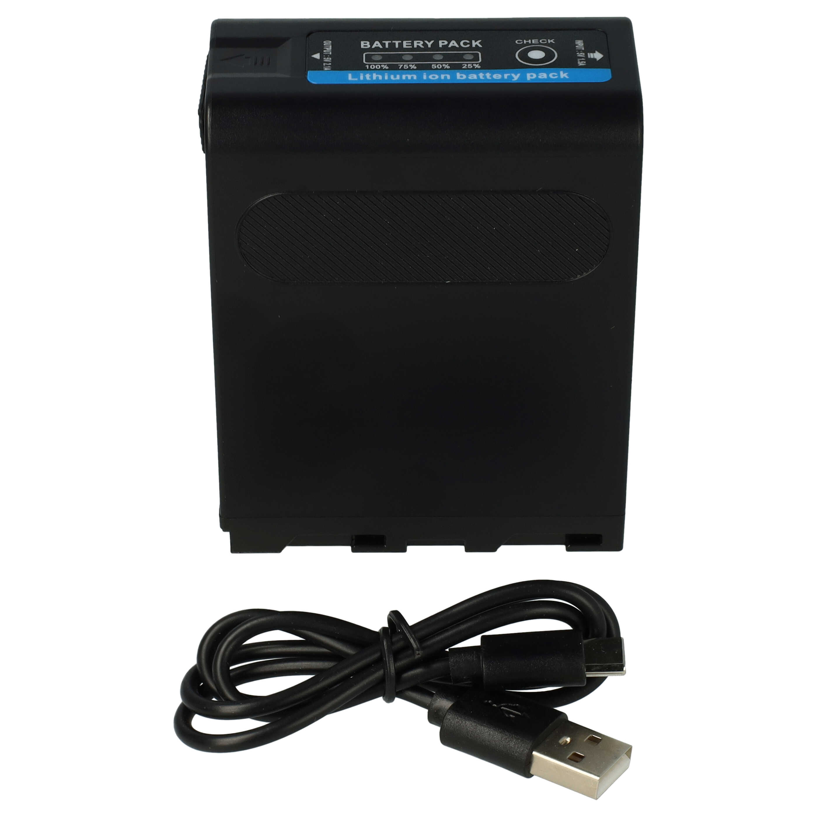 Battery replaces Sony NP-F970, NP-F960, NP-F990, NP-F950, NP-F930 - 10400mAh, 7.2V, Li-Ion, with USB C Socket