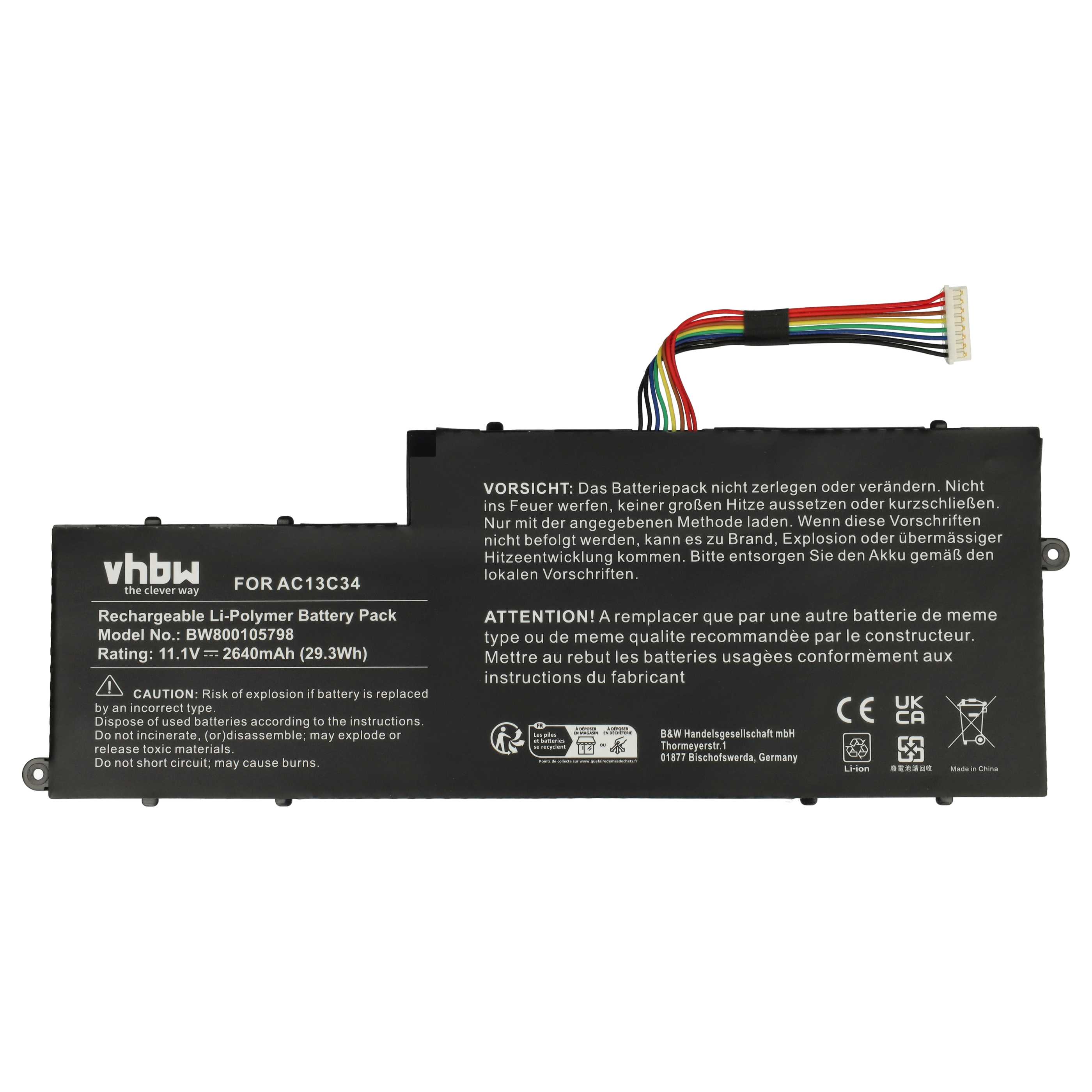 Akumulator do laptopa zamiennik Acer 31CP5/60/80, 3ICP5/60/80 - 2640 mAh 11,4 V LiPo, czarny