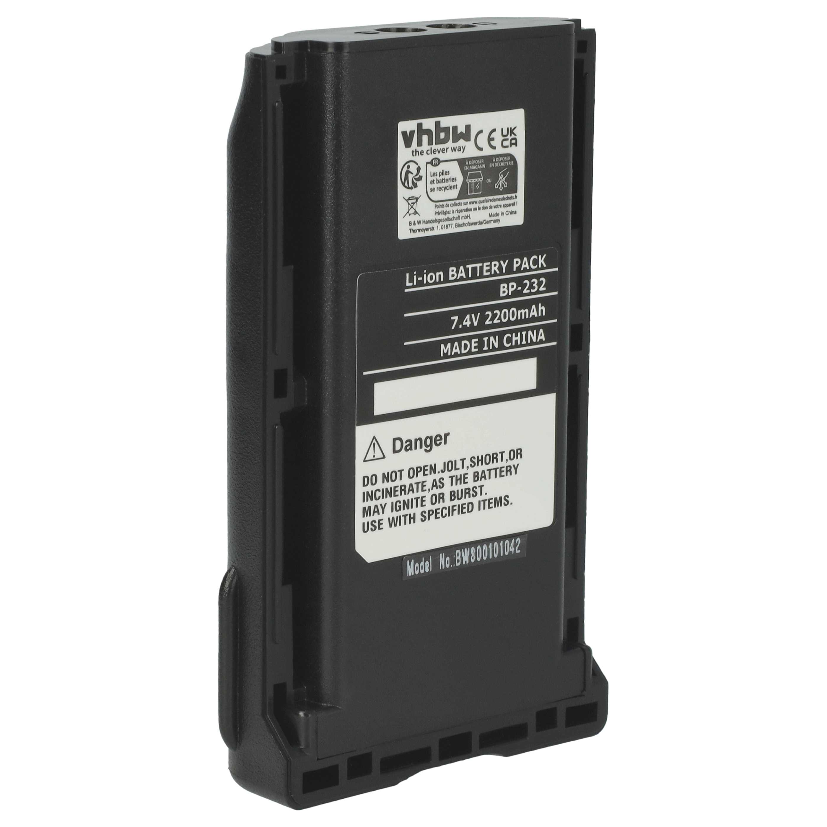 2x 7.4V 2200mAh Li-ion Replacement Battery For Icom BP-230/231/232 Series Radios