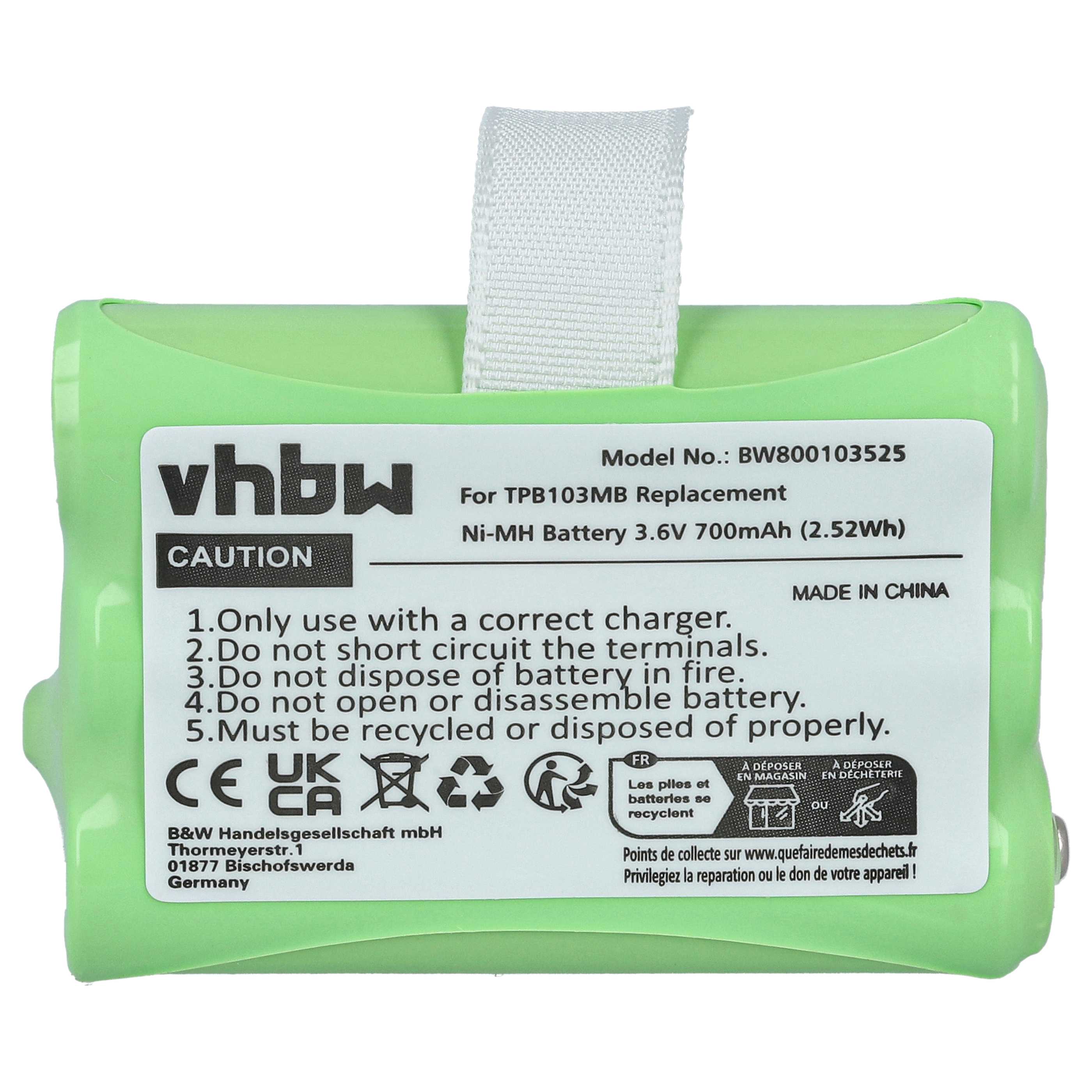 Baby Monitor Battery replaces TPB103MB - 700 mAh 3.6 V NiMH