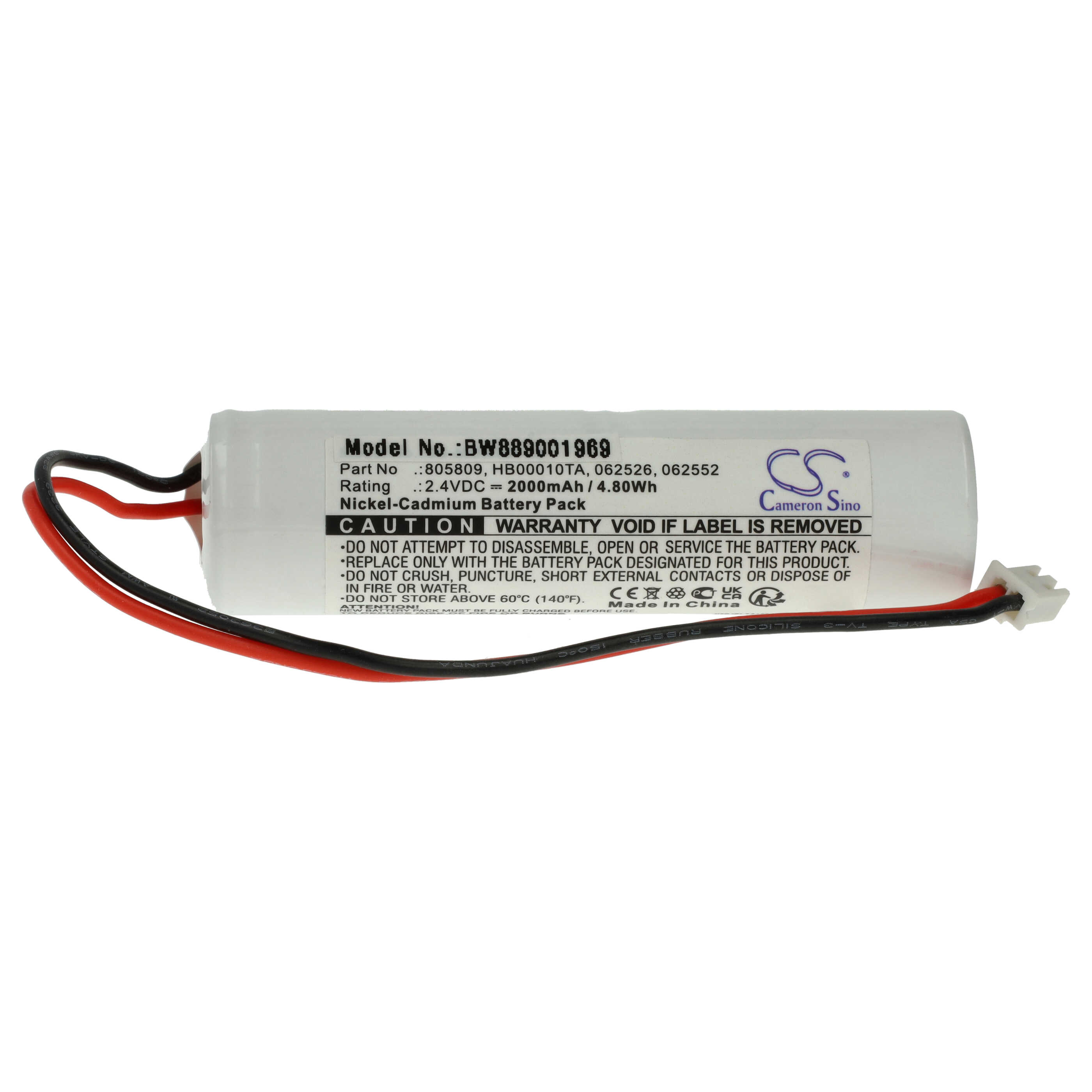 Batterie remplace Legrand 062552, 062526, 805809, 061092 pour éclairage de secours - 2000mAh 2,4V NiCd