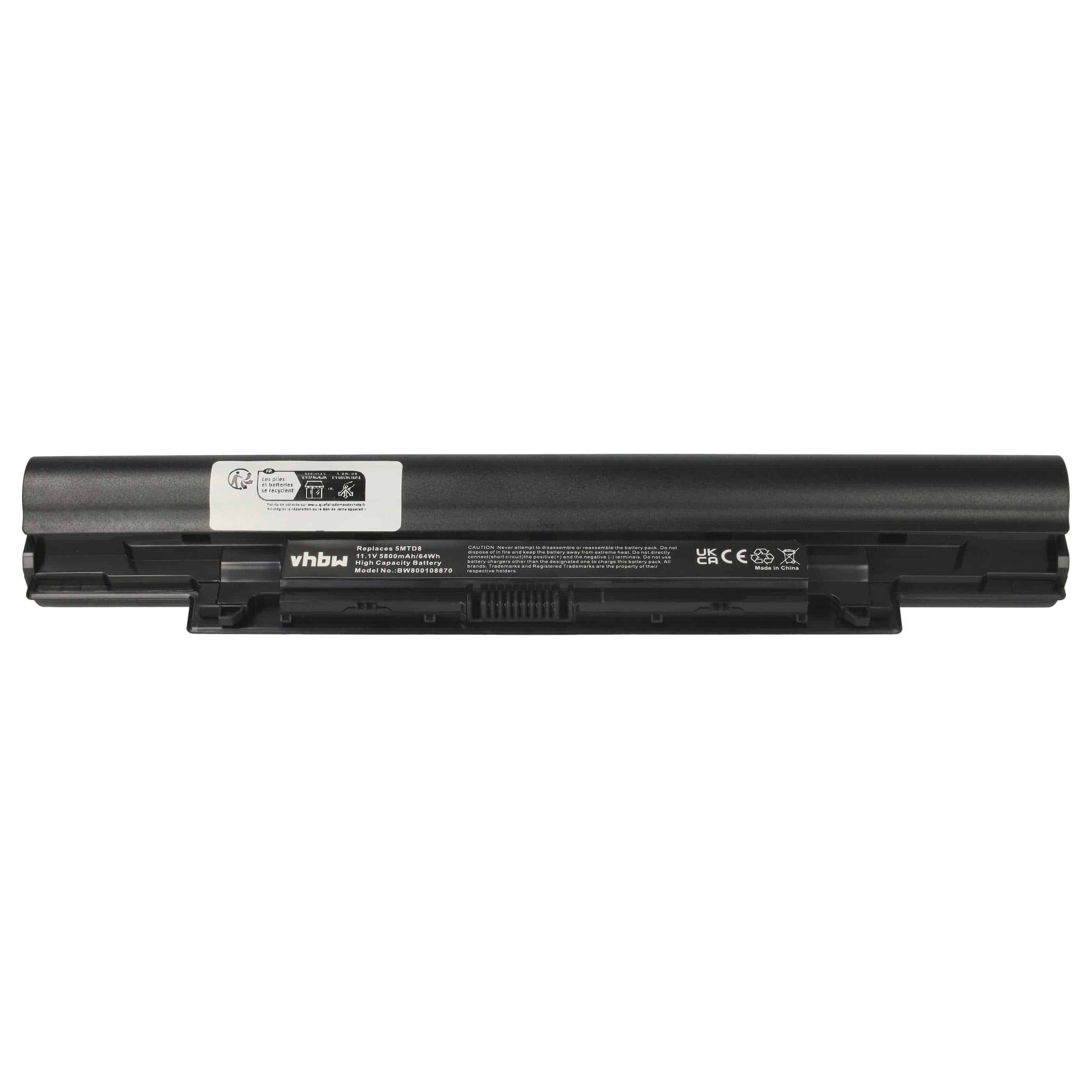 Akumulator do laptopa zamiennik Dell YFOF9, YFDF9, VDYR8, HGJW8, H7WX1, 5MTD8 - 5800 mAh 11,1 V Li-Ion, czarny