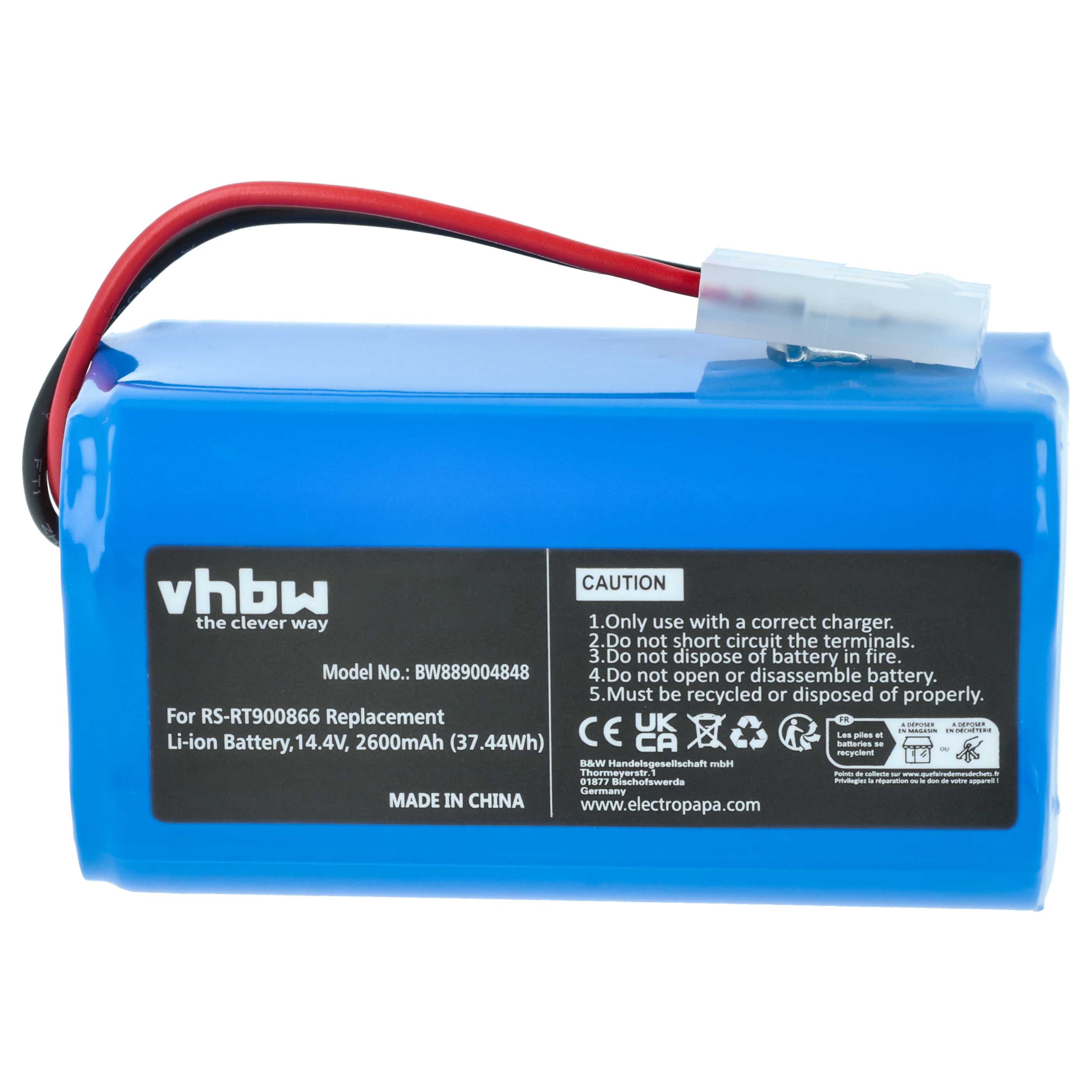 Battery replaces Rowenta RS-RT900866 for Rowenta 2600mAh, 14.4V, Li-Ion