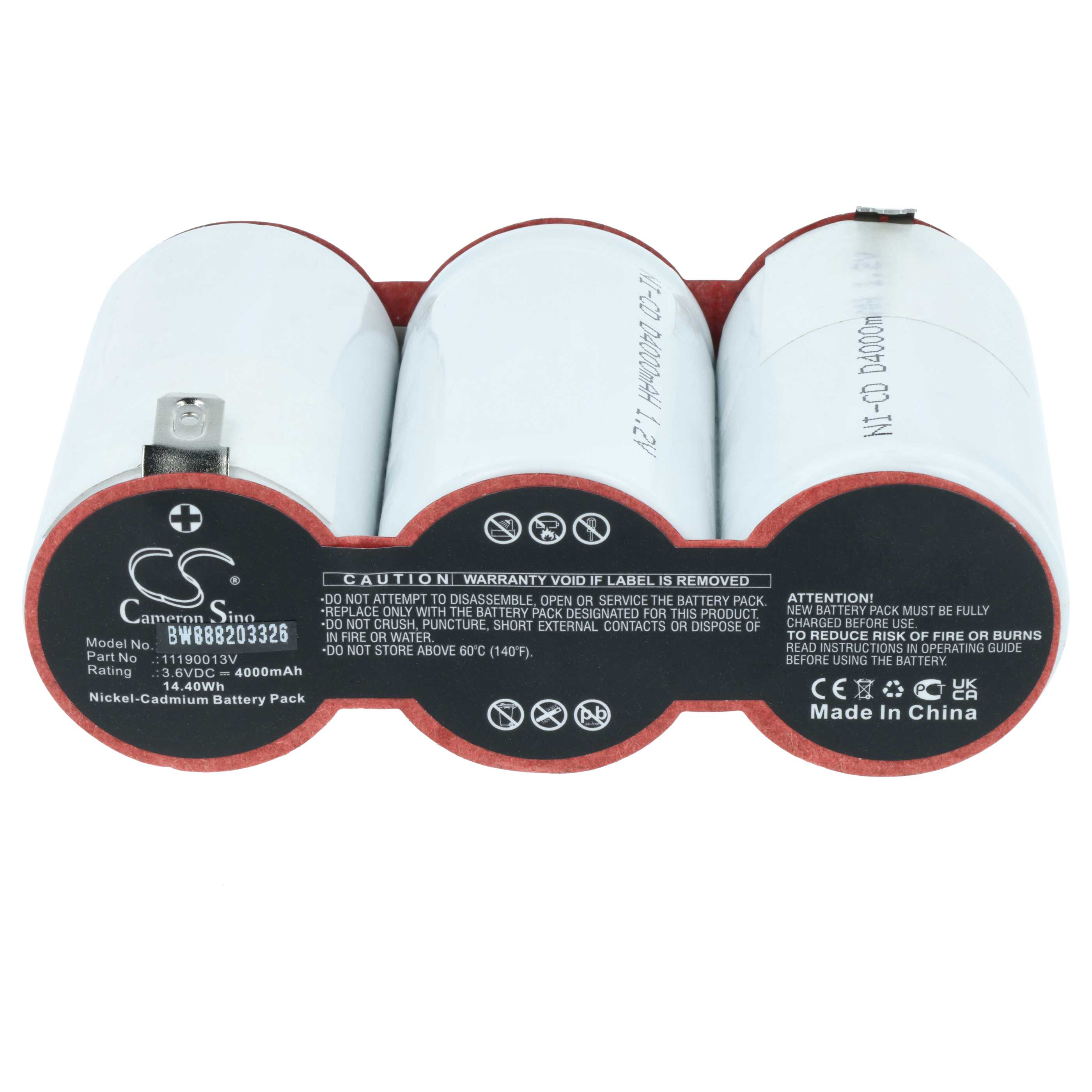 Batteria per illuminazione di emergenza sostituisce Van Lien 11190013V - 4000mAh 3,6V NiCd