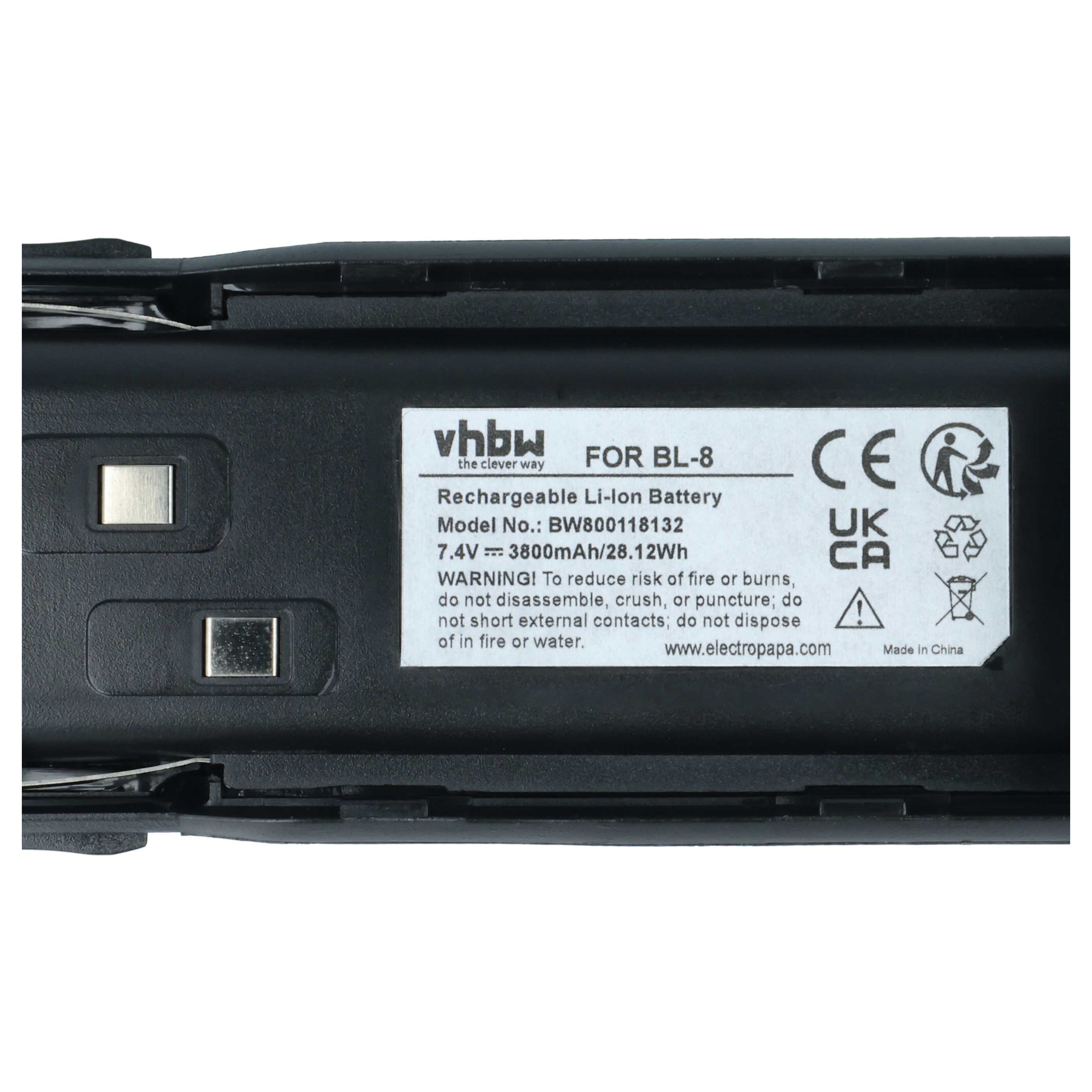 Radio 3x Battery replaces Baofeng BL-8 - 3800 mAh 7.4 V Li-Ion