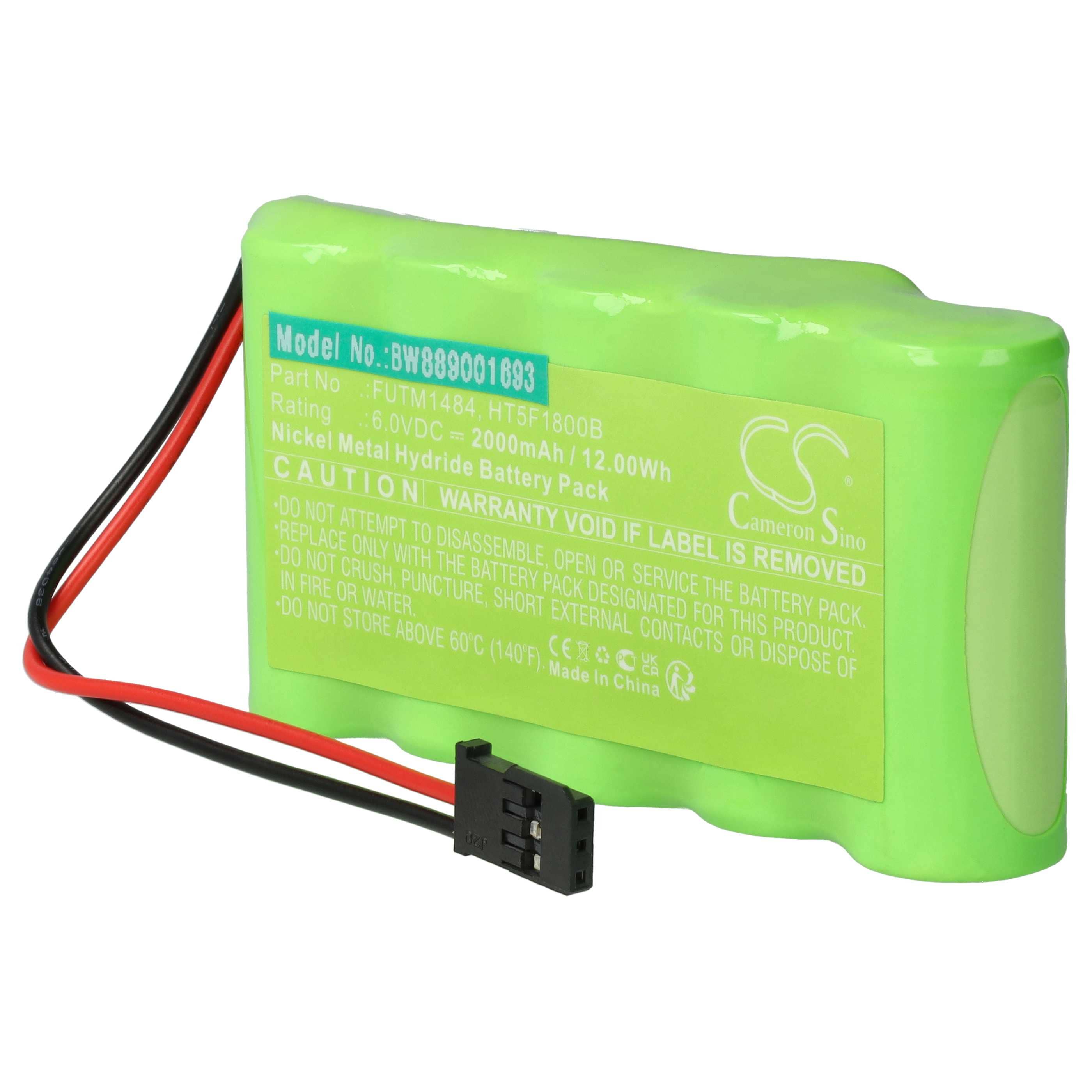 Transmitter 2x Battery replaces Futaba HT5F1800B, FUTM1484 - 2000 mAh 6 V NiMH