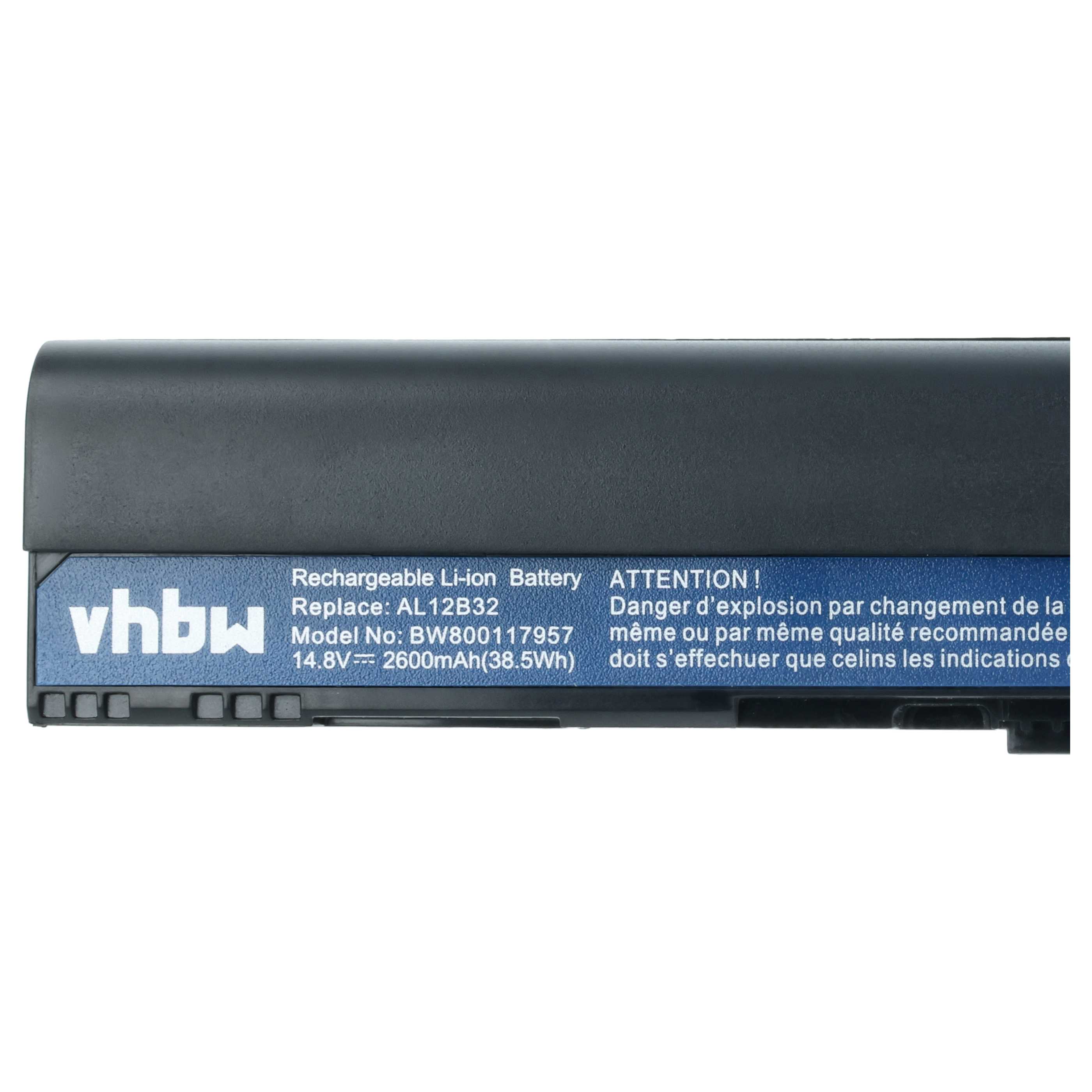 Akumulator do laptopa zamiennik Acer AL12B31, AL12B32, 4ICR17/65, AL12B72 - 2600 mAh 14,8 V Li-Ion, czarny