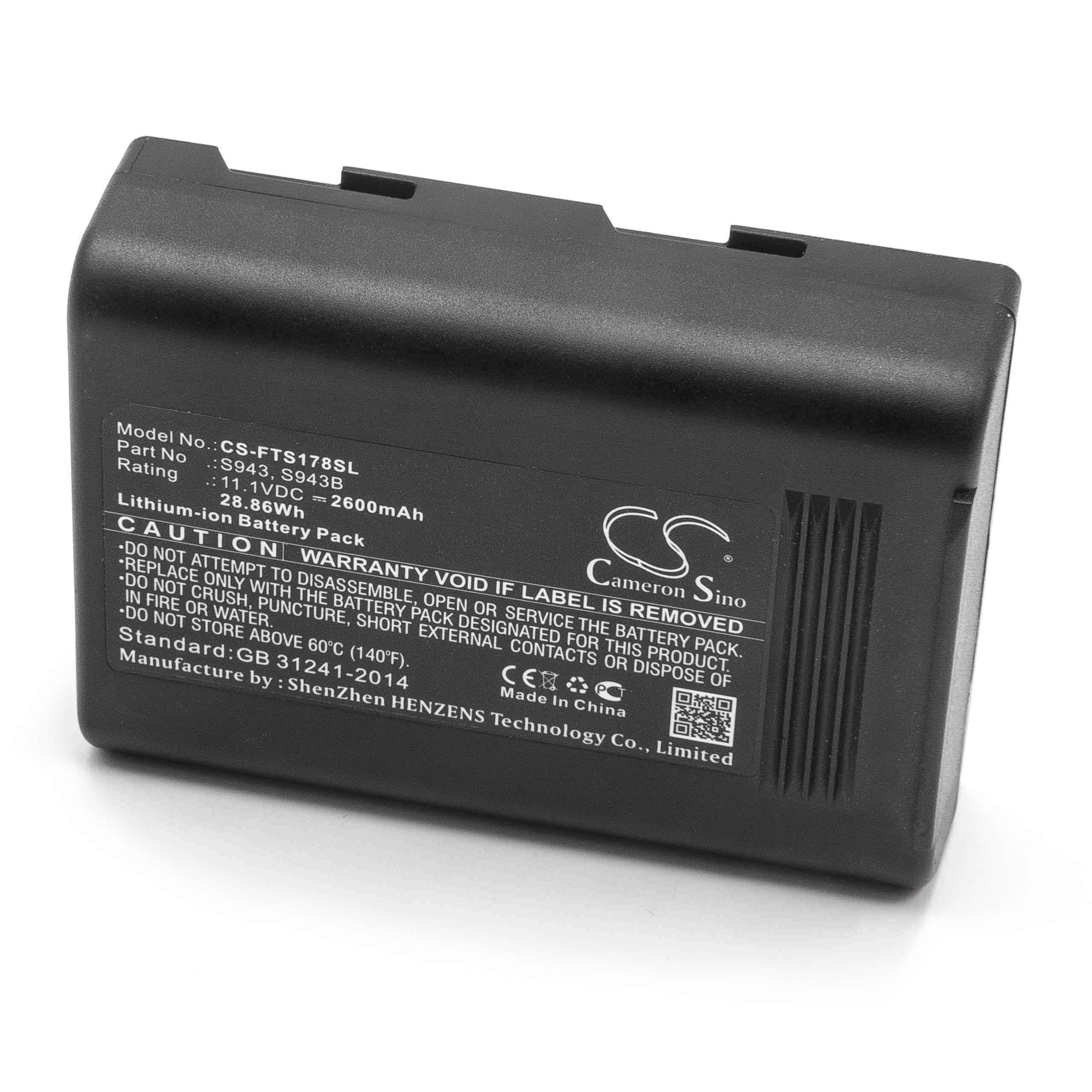 Batterie remplace FITEL S943B, S943 pour soudeuse - 2600mAh 11,1V Li-ion