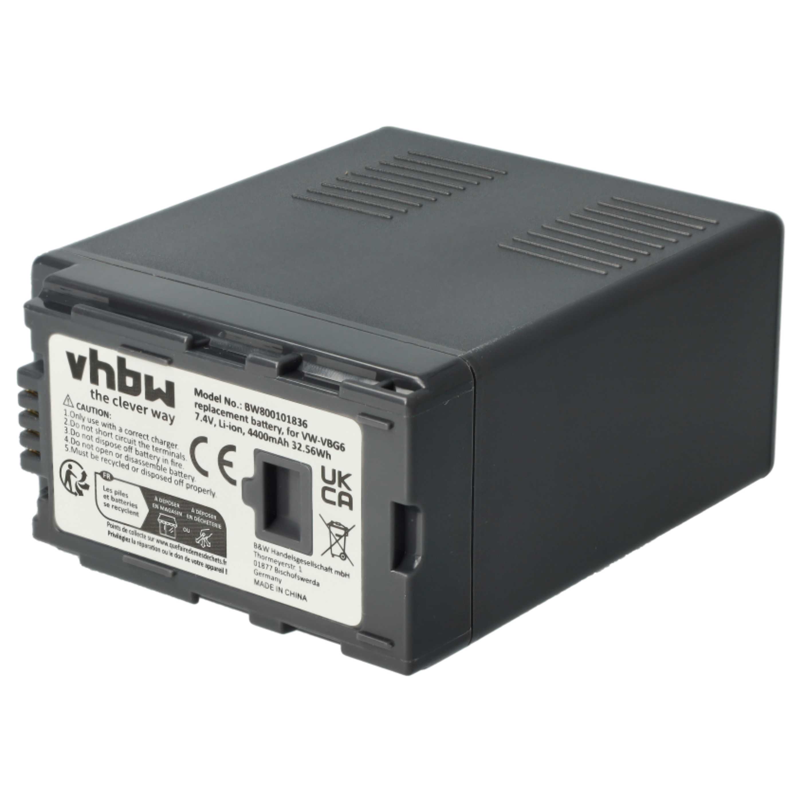 Videocamera 2x Battery replaces Panasonic VW-VBG6 - 4400 mAh 7.4 V Li-Ion