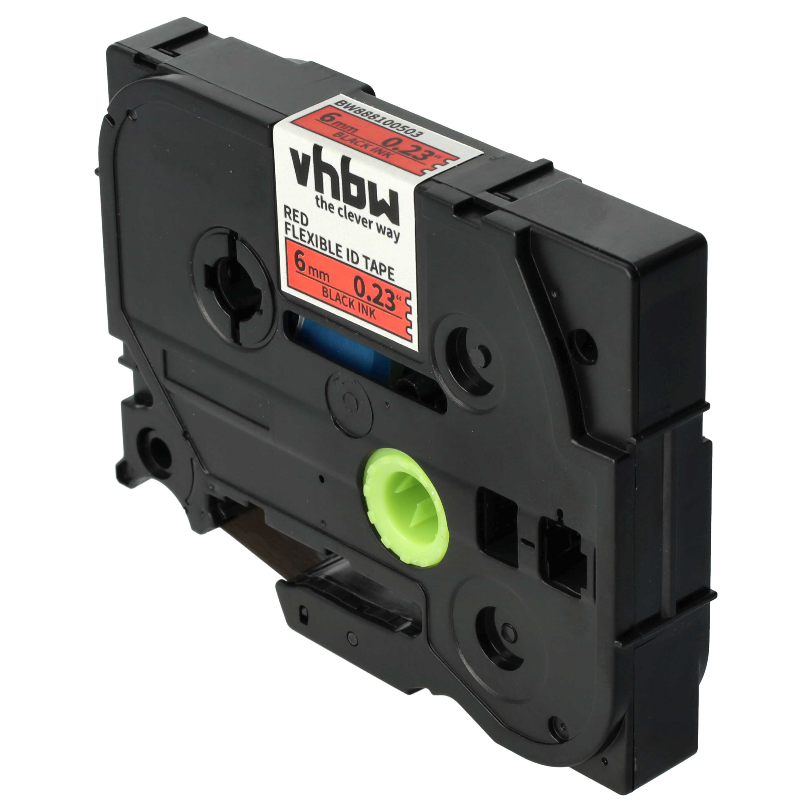 Label Tape as Replacement for Brother TZeFX411, TZFX411, TZ-FX411, TZE-FX411 - 6 mm Black to Red, Flexible