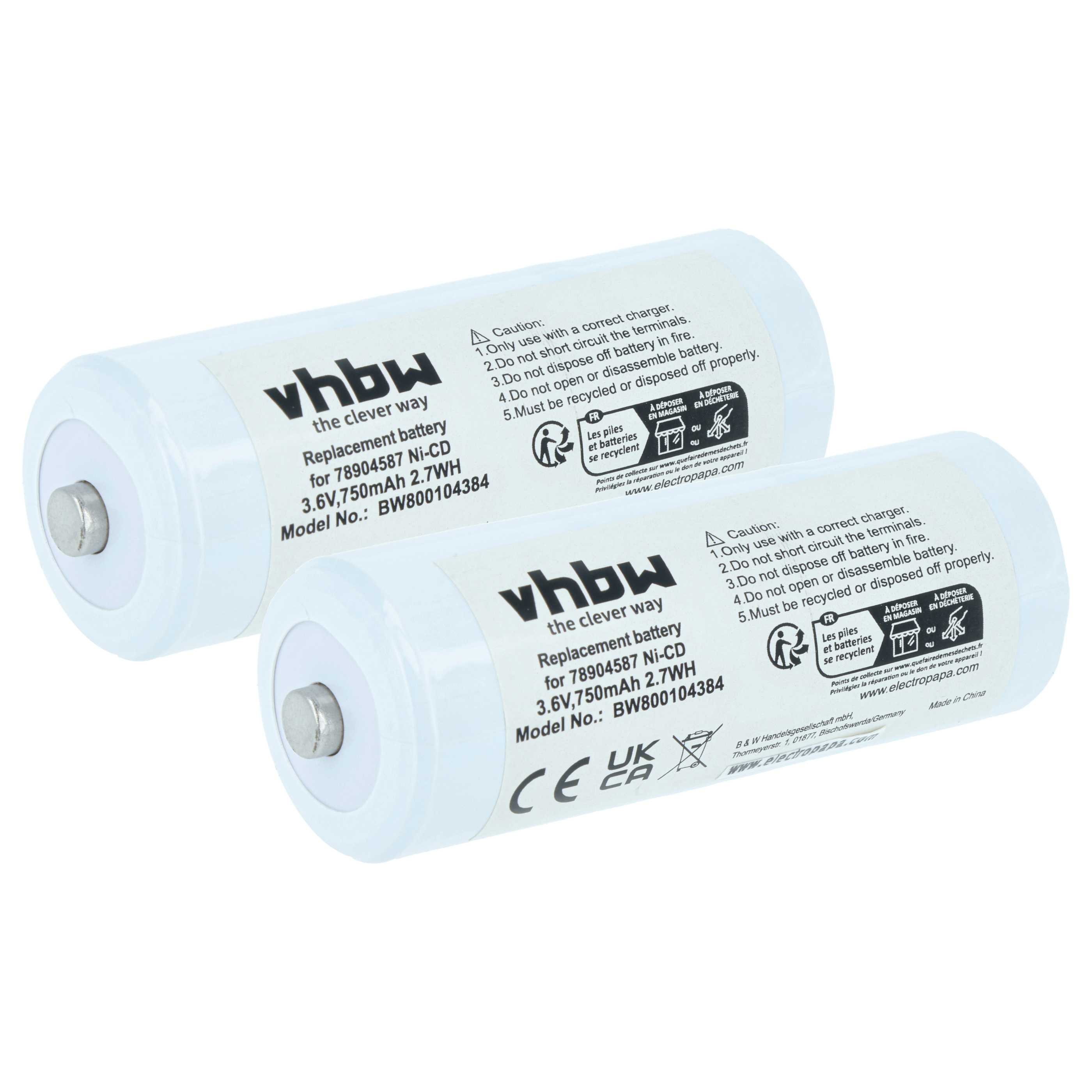 Medical Equipment 2x Battery replaces Welch Allyn 78904587 - 750 mAh 3.6 V NiCd
