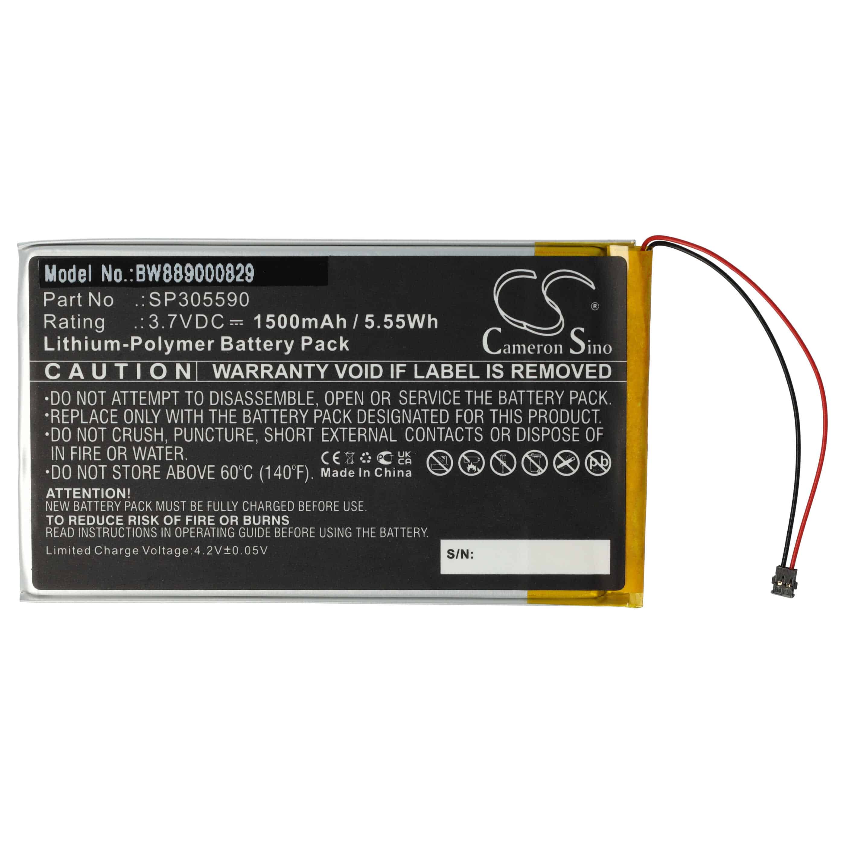 Akku als Ersatz für Kobo SP305590 - 1500mAh 3,7V Li-Polymer