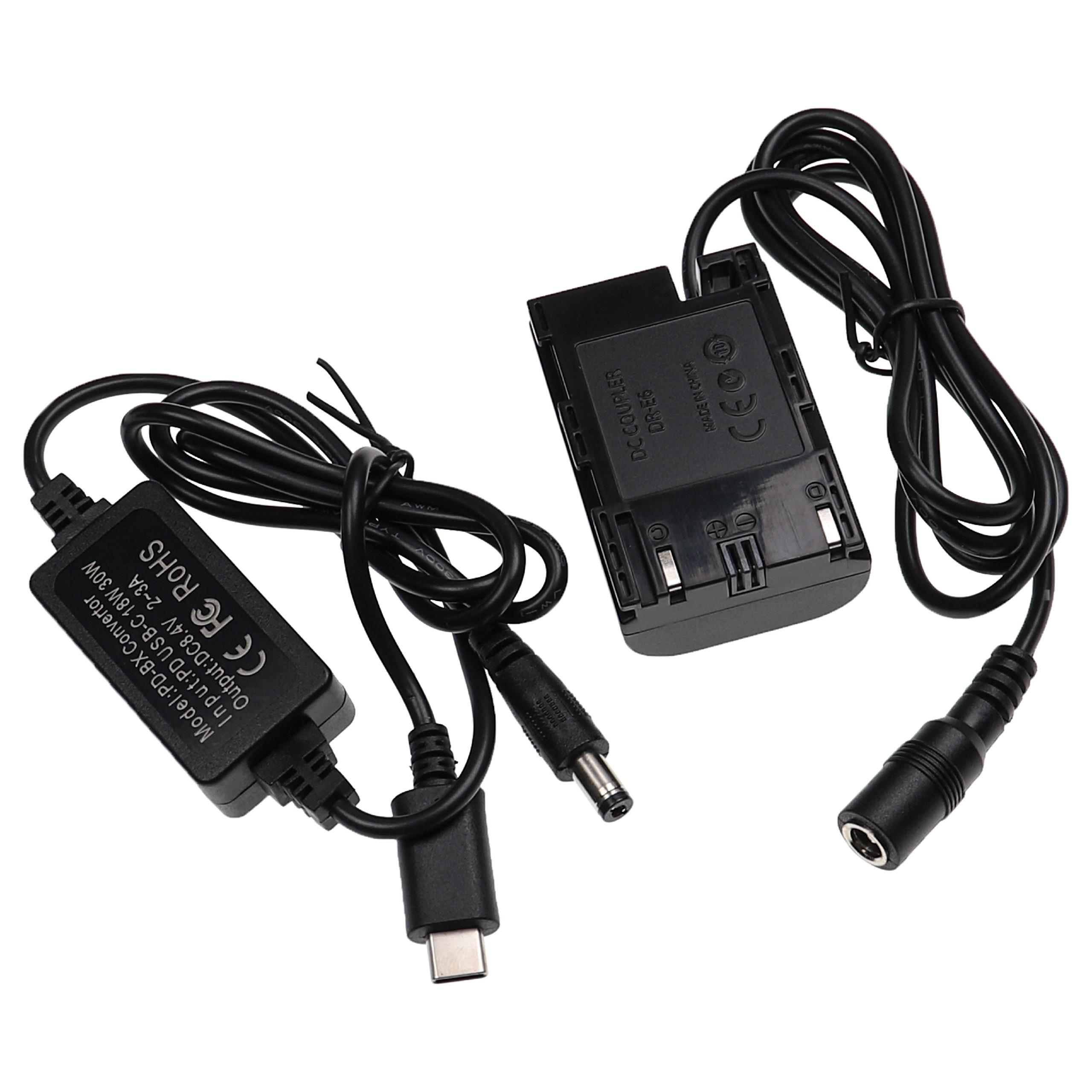 USB Power Supply replaces ACK-E6 for Camera + DC Coupler Fully Decoded as Canon - 2 m, 8.4 V 3.0 A