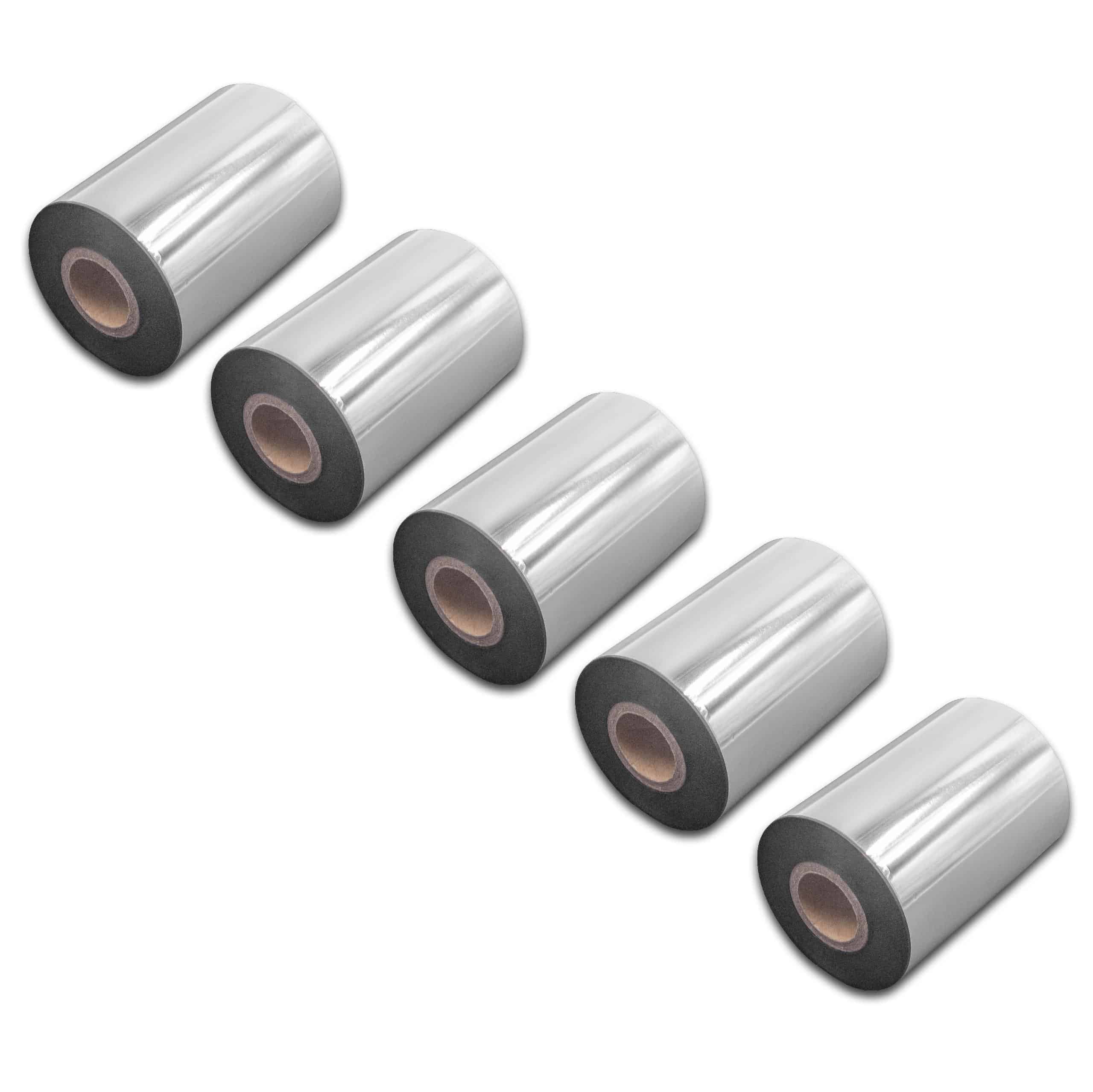 5x Thermotransferband passend für Godex, Printronix, TSC, Valentin Drucker u.a. - 90 mm x 300 m, Wachs Harz