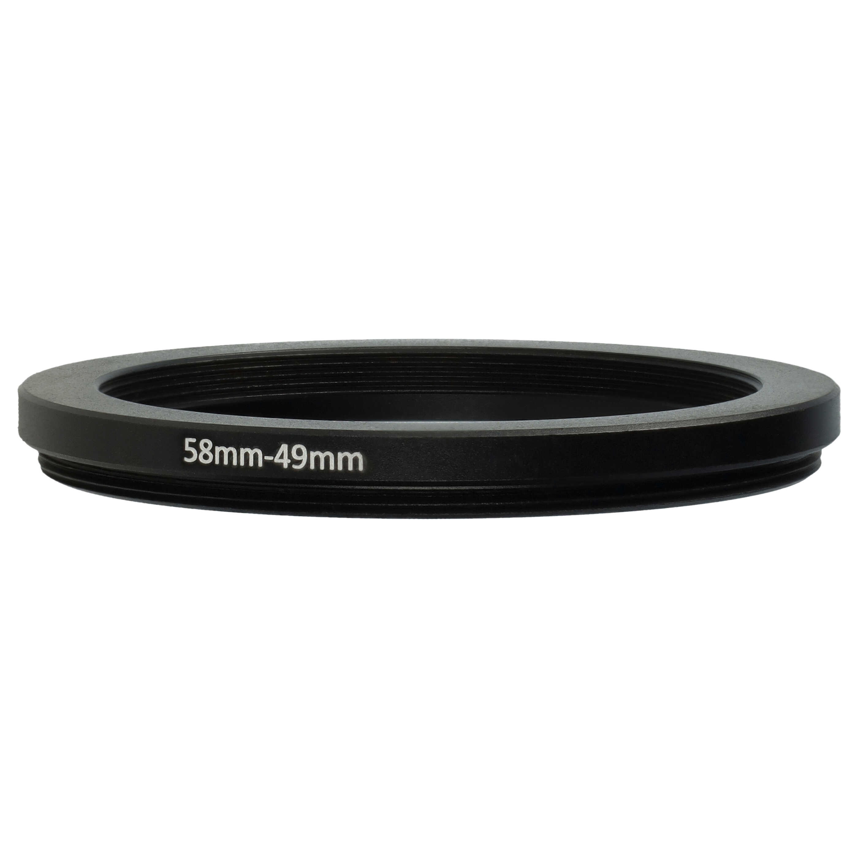 Step-Down-Ring Adapter von 58 mm auf 49 mm passend für Kamera Objektiv - Filteradapter, Metall, schwarz