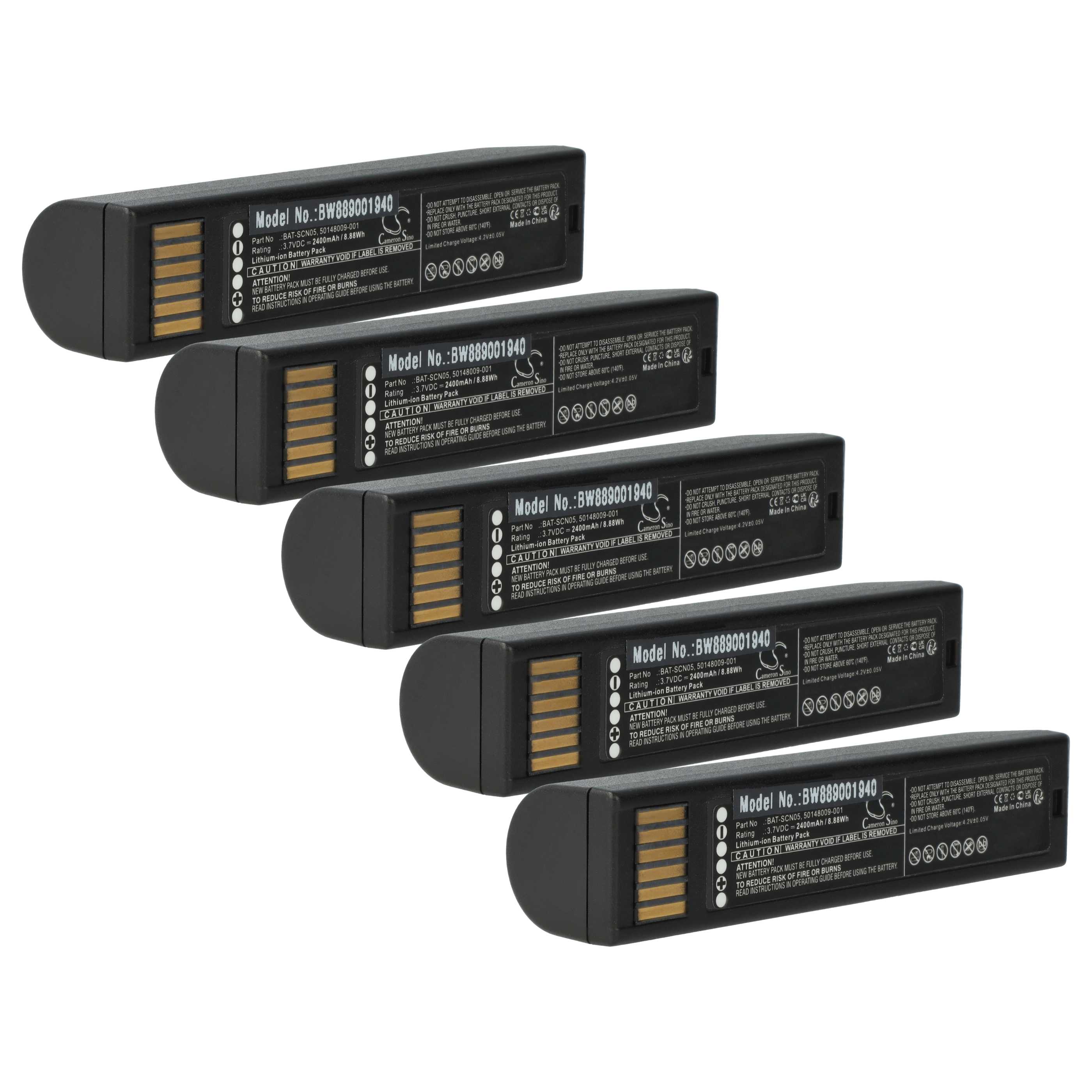 5x Battery replaces Honeywell 50148009-001, BAT-SCN05 for Honeywell Barcode Scanner POS - 2400 mAh 3.7 V
